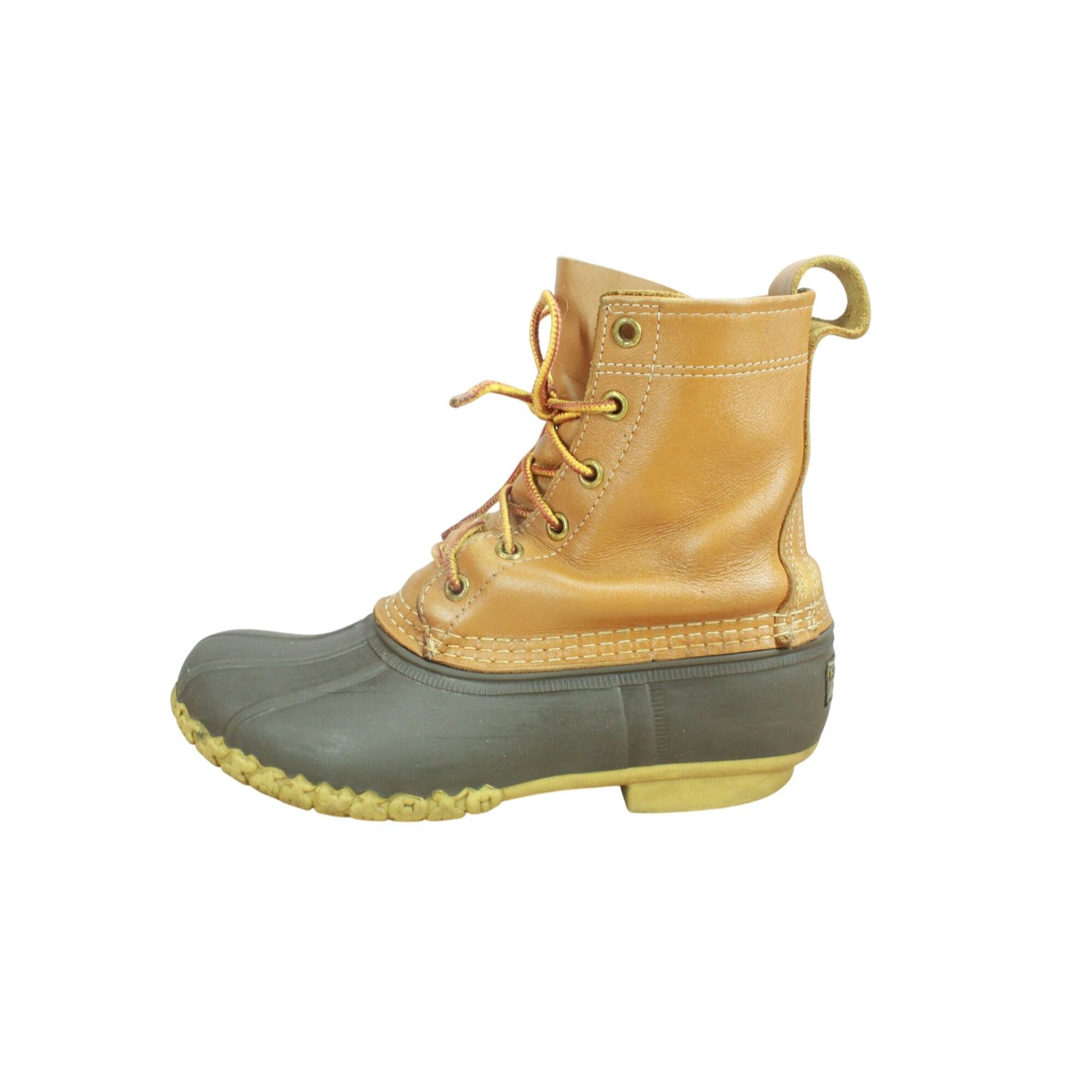 L.L. Bean LL Bean Women's Lace Up Unlined Ankle Duck Boots Brown Leath Size US 7 / IT 37 - 1 Thumbnail