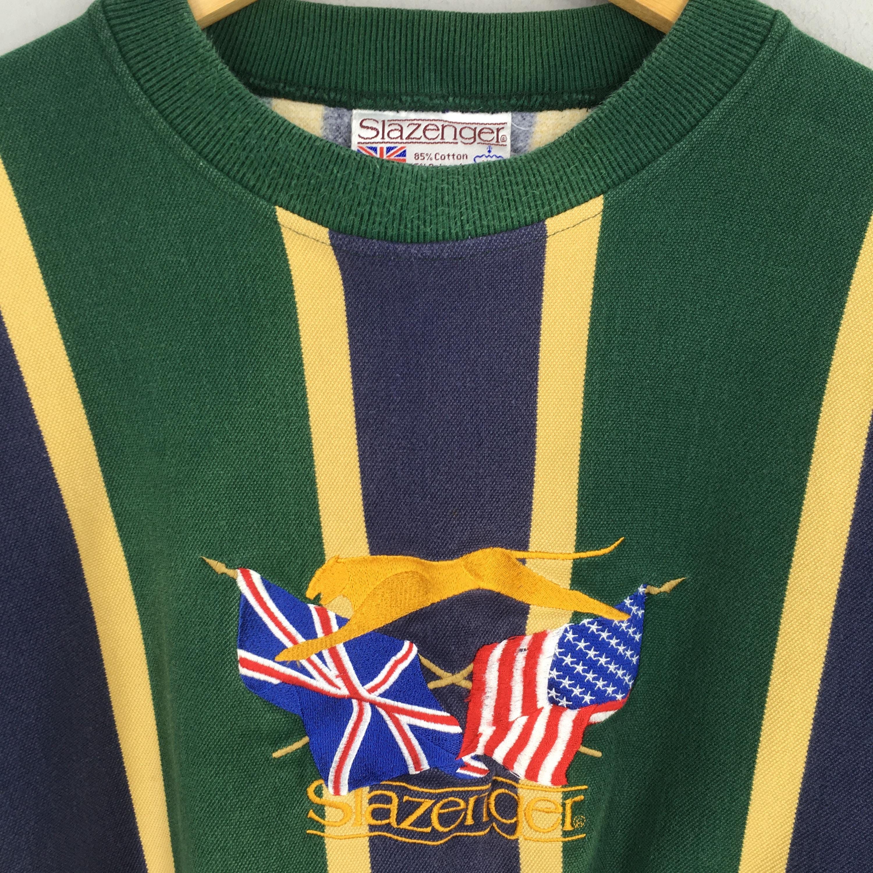 Vintage Vintage 90s Slazenger Striped Sweatshirt XLarge Size US XL / EU 56 / 4 - 4 Thumbnail