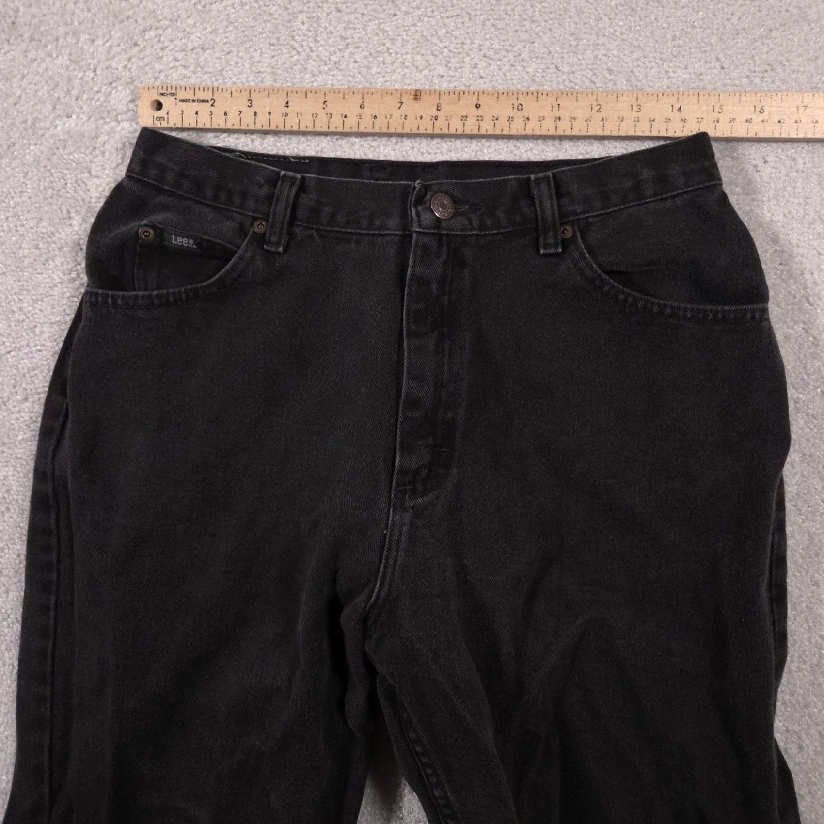 Lee VINTAGE? Lee Jeans Womens 12 Black Denim Tapered Leg High Rise 5-Pocket Zip Fly Lee Size 34" / US 12 / IT 48 - 6 Thumbnail