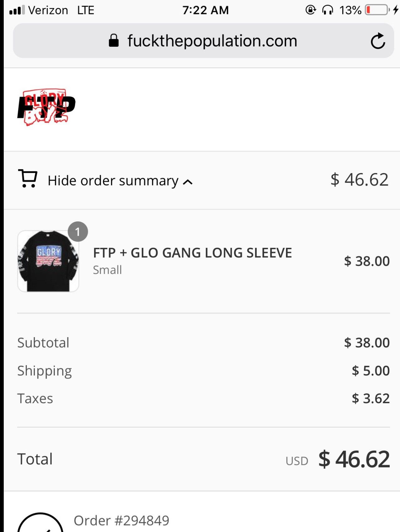 Fuck The Population × Glo Gang Ftp x glo gang "Gloryboyz" USA small black longsleeve Size US S / EU 44-46 / 1 - 4 Thumbnail
