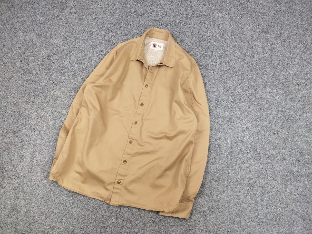 Folk Folk Design Camden Town Beige Logo Casual Button Down Shirt Size US L / EU 52-54 / 3 - 6 Thumbnail