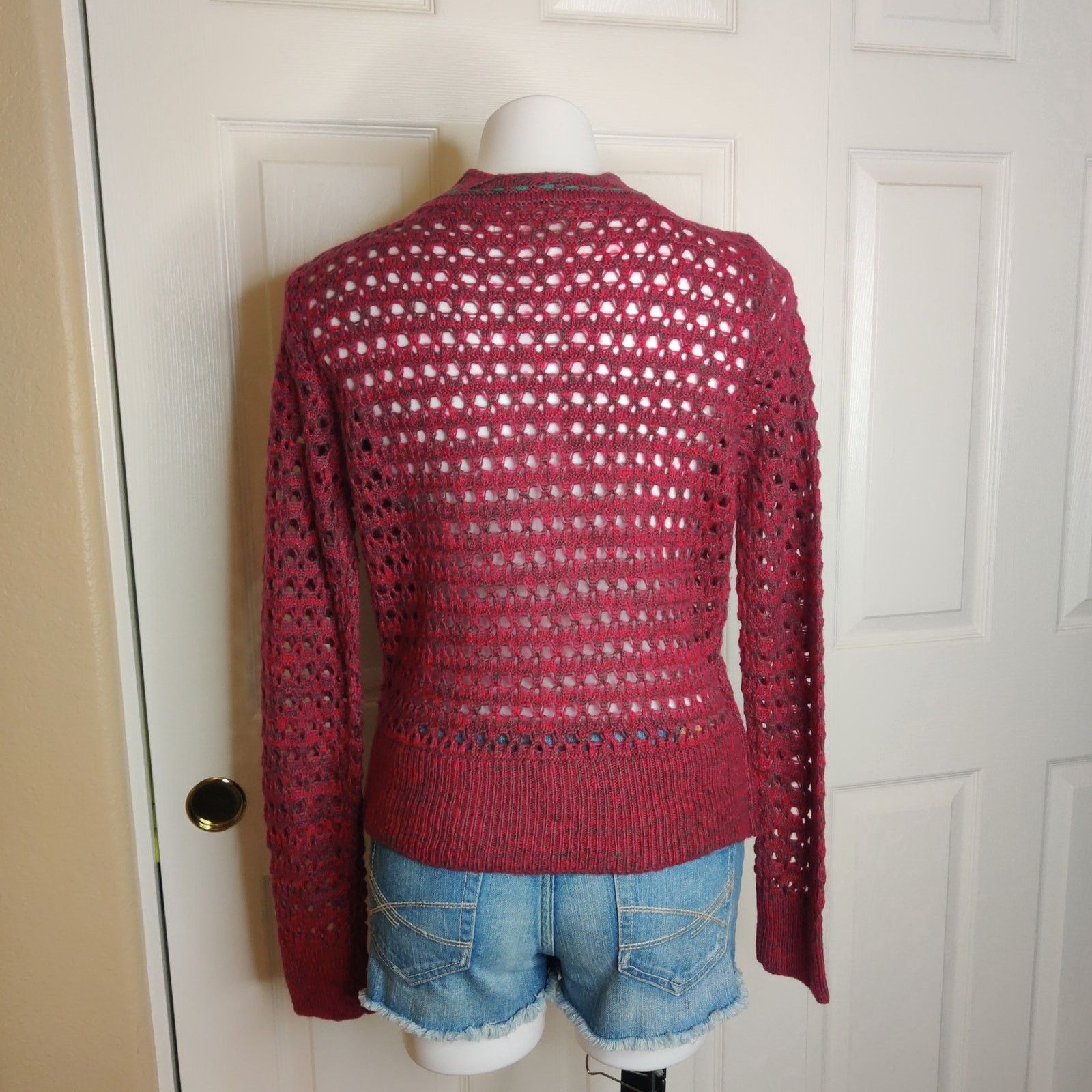 Anthropologie Nick & Mo crochet faux wrap V-neck sweater sz S Size S / US 4 / IT 40 - 5 Thumbnail