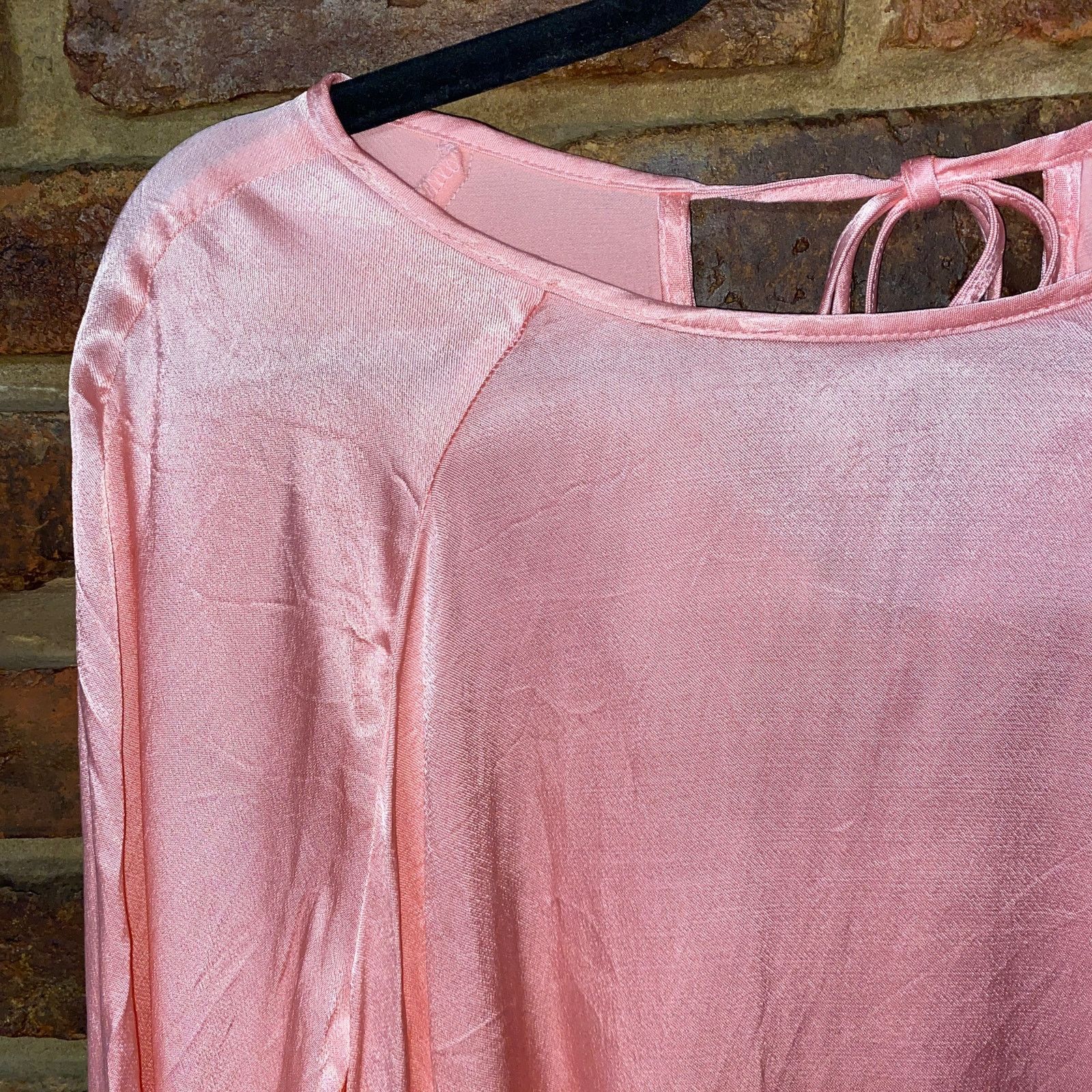 Other Grey Lab Pink Balloon Sleeve Tie-Back Crop Cropped Top XS Size XS / US 0-2 / IT 36-38 - 3 Thumbnail