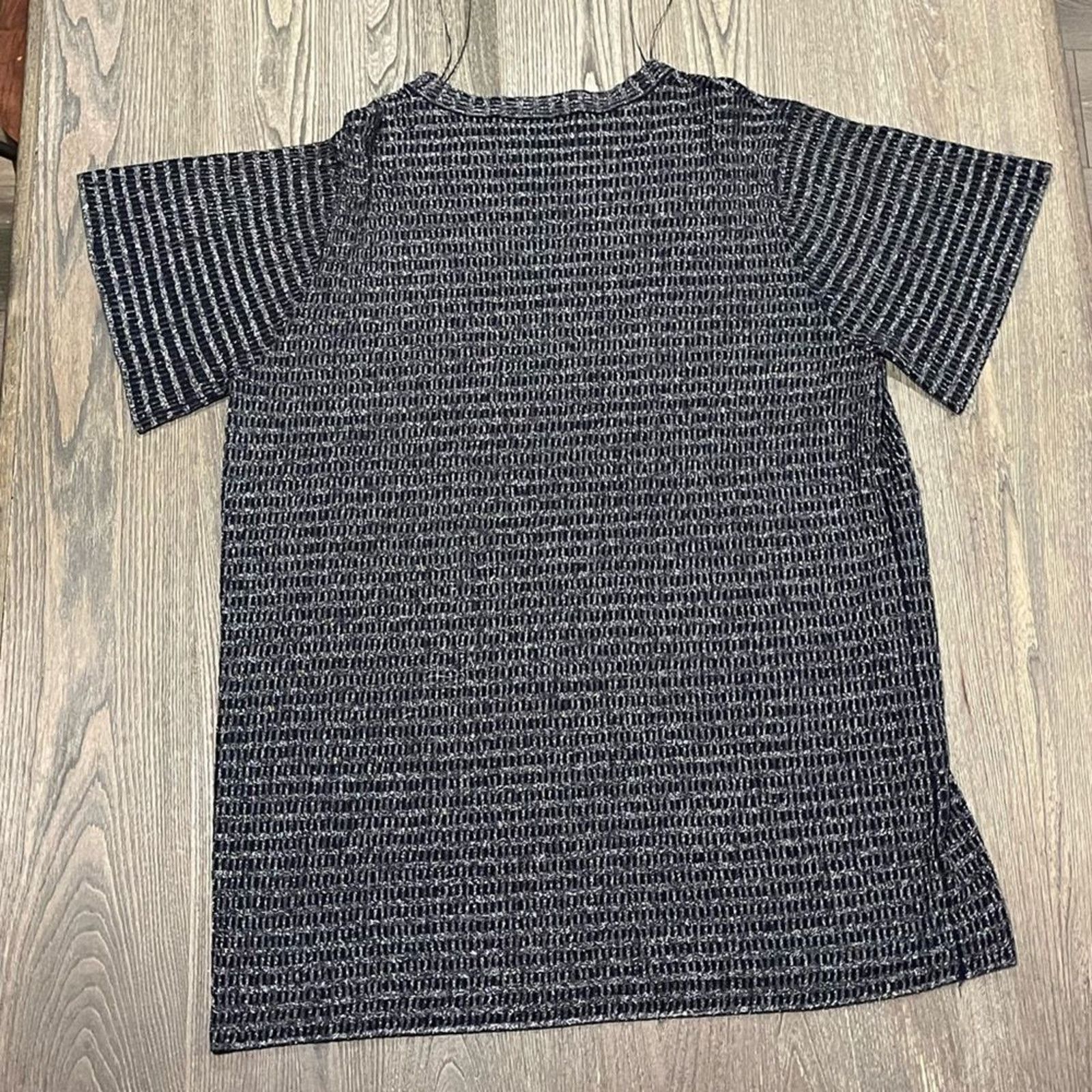 Zara Zara Knit Sweater Top Short Sleeve Metallic Crewneck Large Size L / US 10 / IT 46 - 4 Thumbnail