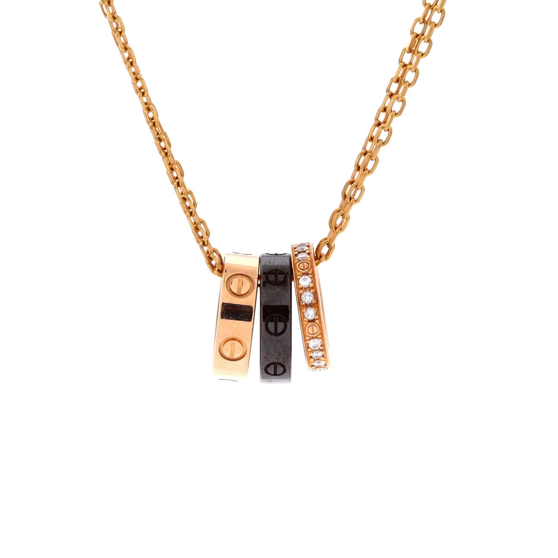 Cartier Love 3 Ring Pendant Necklace Size ONE SIZE - 1 Thumbnail