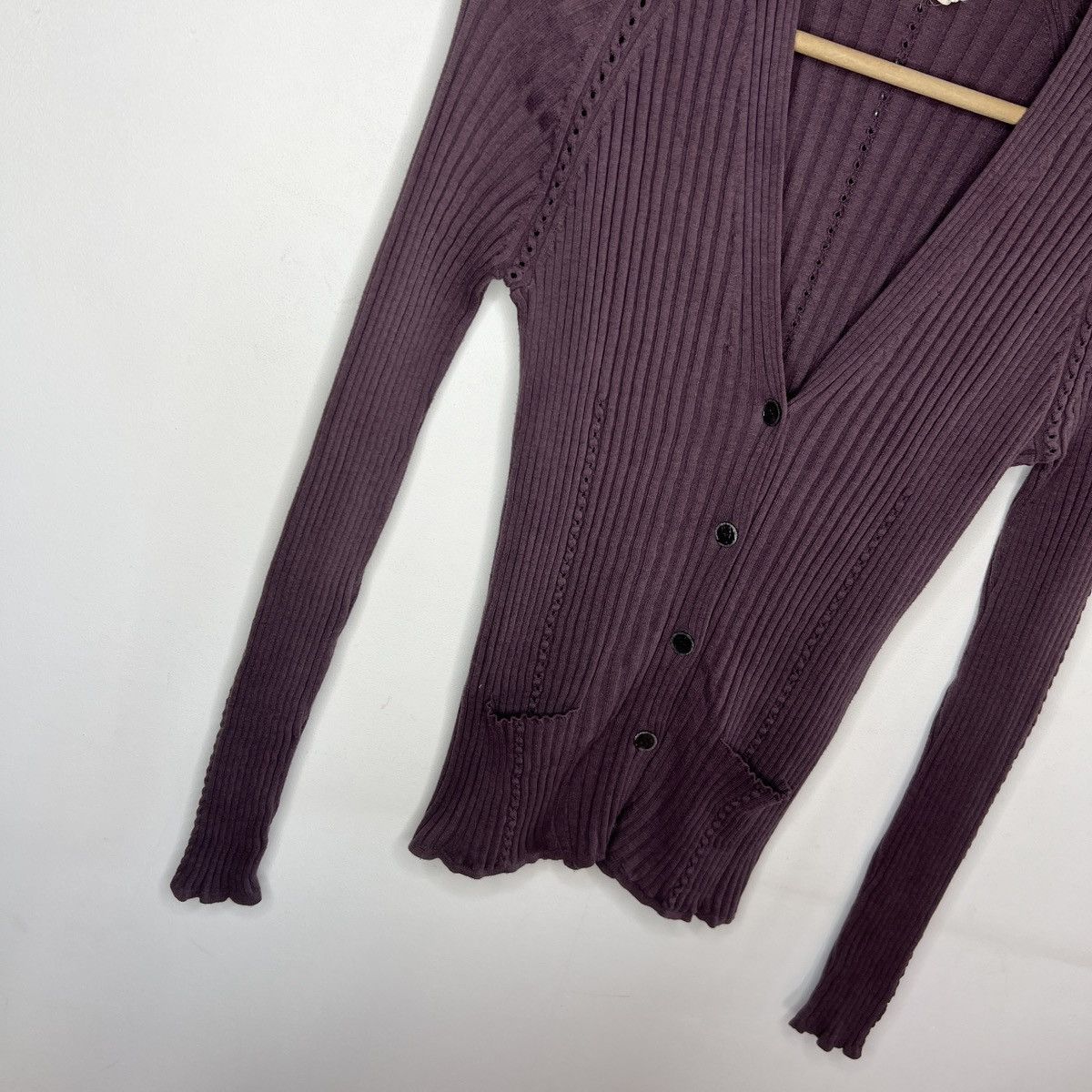 Hermes Hermes Cashmere Sweater Cardigan Ribbed Purple Size S / US 4 / IT 40 - 3 Thumbnail