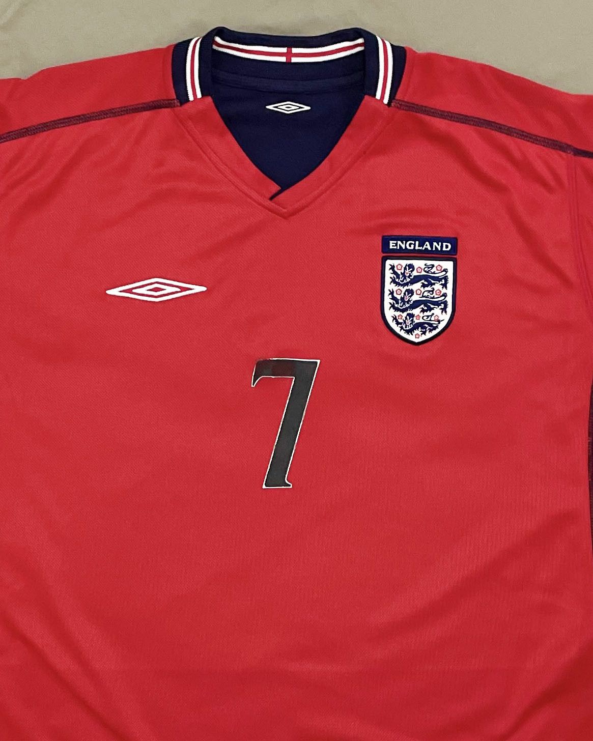 Umbro England Away Kit 2002 2003 2004 Number set 7 Size US M / EU 48-50 / 2 - 3 Thumbnail