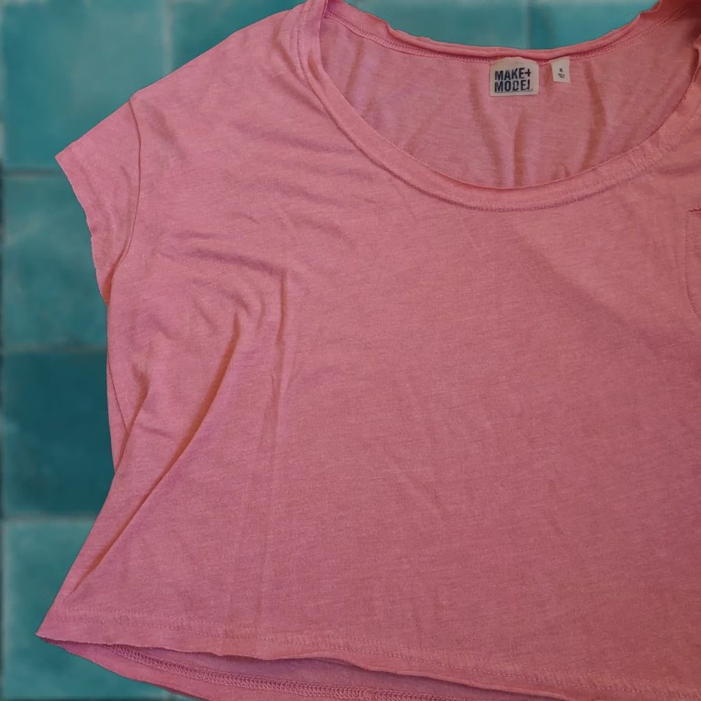Pinko Make + Model Women's Pink Short Sleeve Pocket Shirt XL T-Shirt, Plus Size, Basic, Round Neck, Polyester Viscose, Pockets, Pink, Women Size XL / US 12-14 / IT 48-50 - 1 Thumbnail