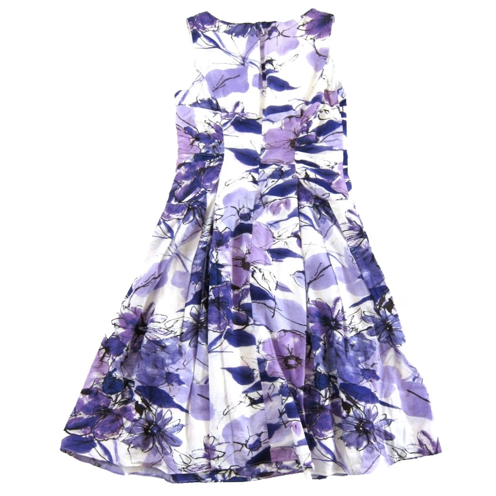 Adrianna Papell Adrianna Papell 100% Cotton Lightweight Purple White Tie Dye Tank Sun Dress 10 Size L / US 10 / IT 46 - 2 Thumbnail