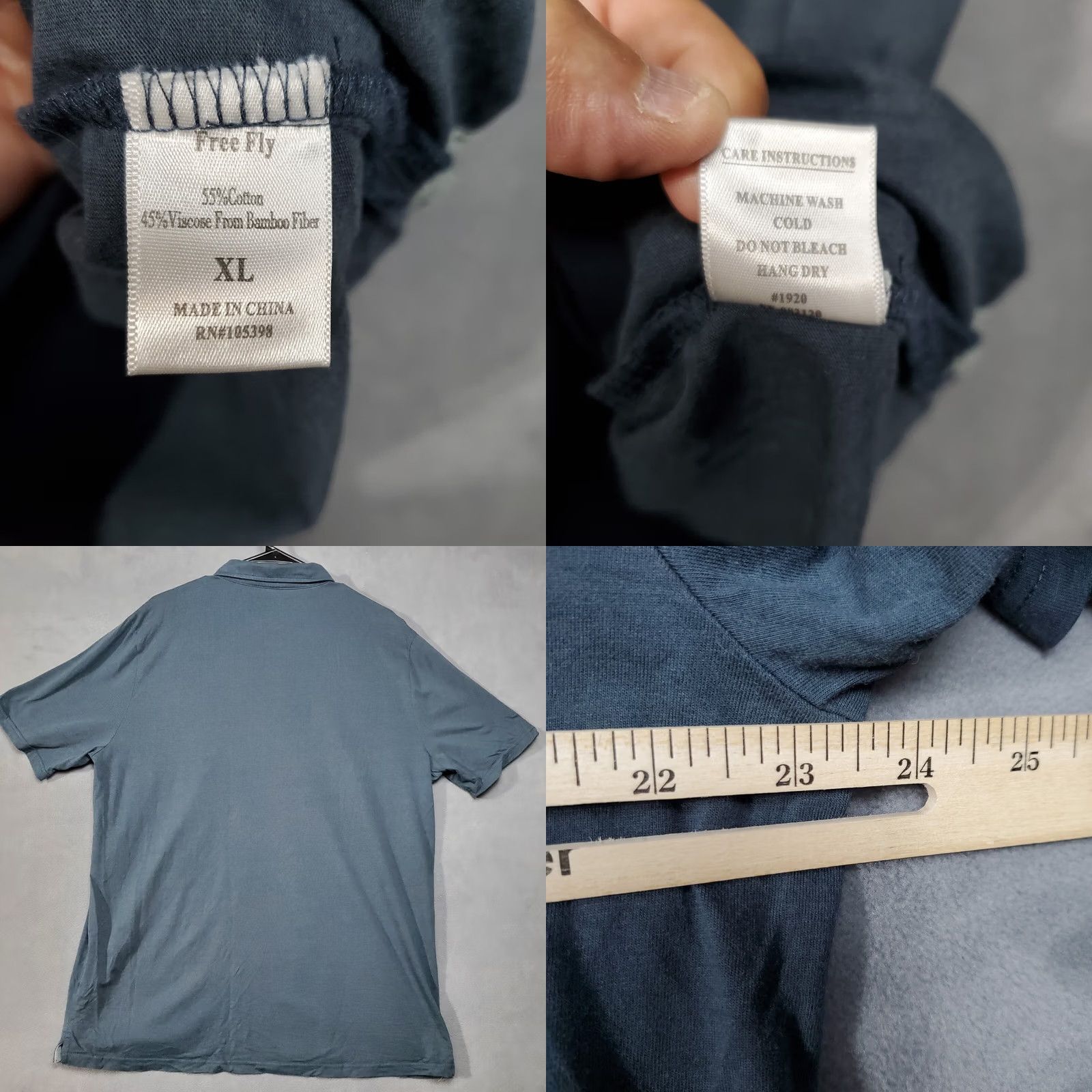 Vintage Free Fly Polo Shirt Mens Size XL Blue Gray Cotton Bamboo Blend Stretch Casual Size US XL / EU 56 / 4 - 8 Thumbnail