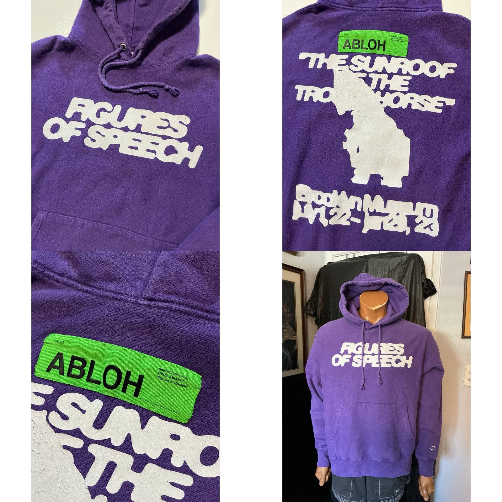 Champion VINTAGE Champion Reverse Weave Figures Of Speech Virgil Abloh Purple Pullover Hoodie LG Size US L / EU 52-54 / 3 - 8 Thumbnail