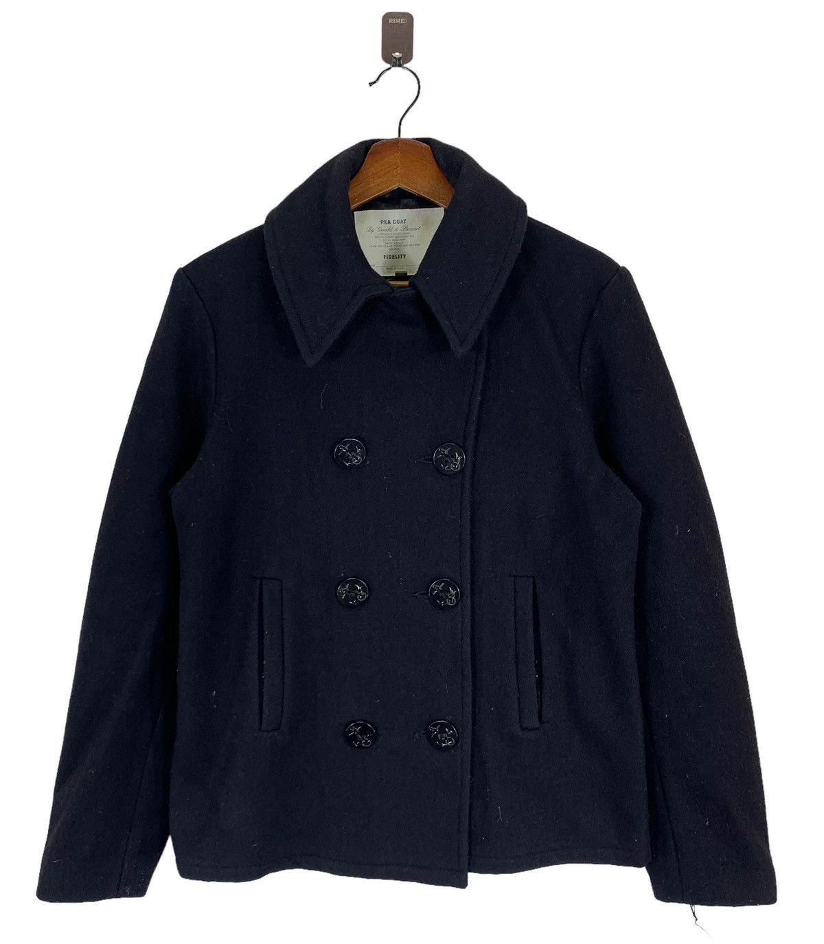 image of Vintage Fidelity Double Breasted Pea Coat in Black, Men's (Size Medium)