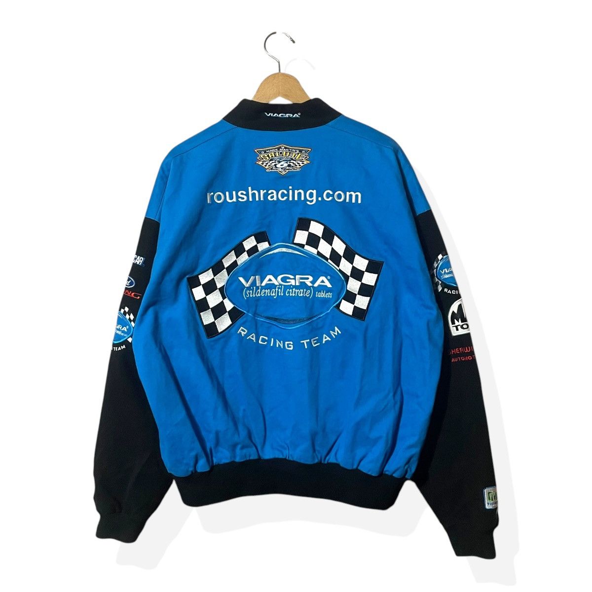 Ford × Vintage NASCAR Mark Martins Racing Team "VIAGRA" Bomber Jacket Size US M / EU 48-50 / 2 - 2 Thumbnail