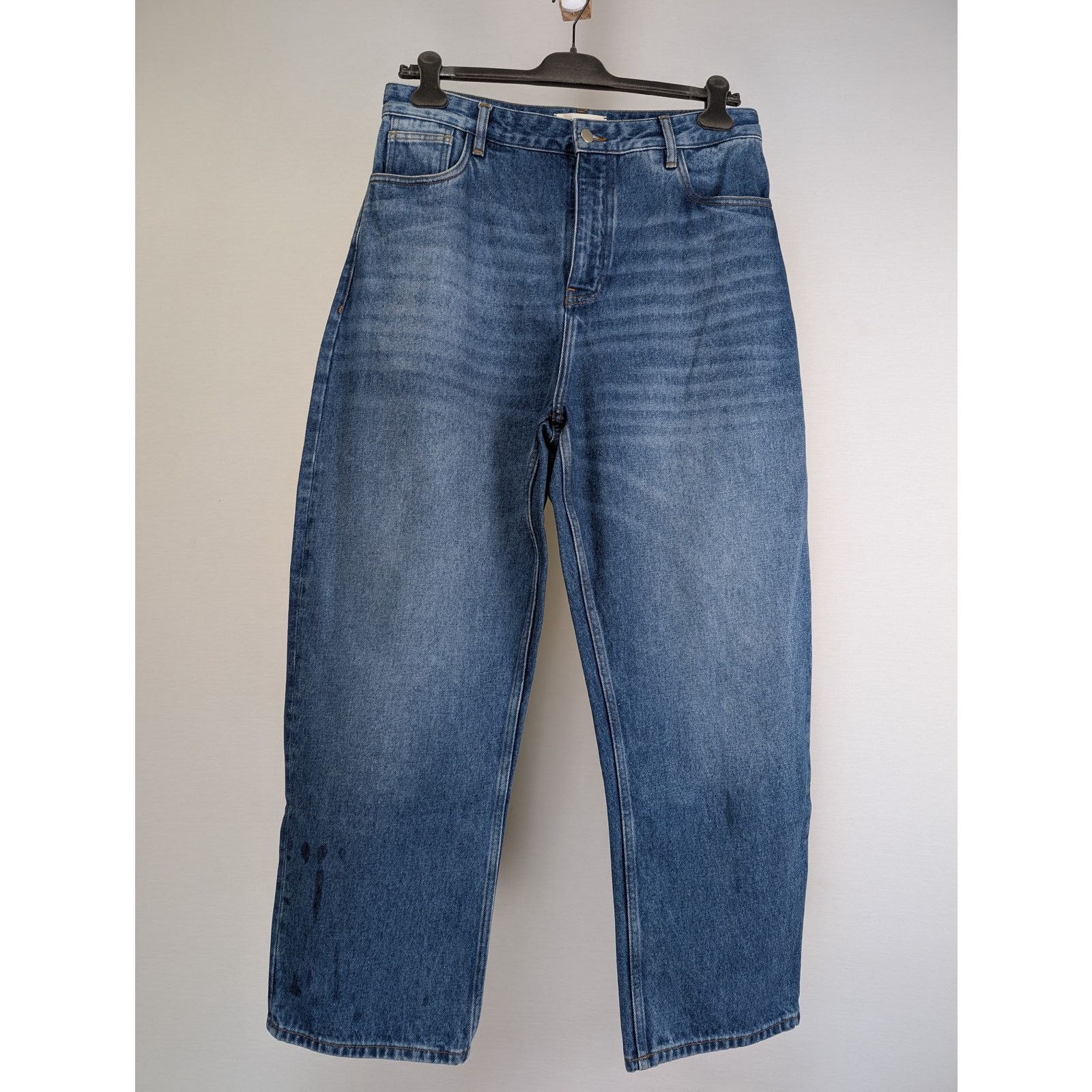 Studio Nicholson o1rshd1 Cropped Curved Leg Denim Jean in Wash Indigo Size US 34 / EU 50 - 1 Thumbnail