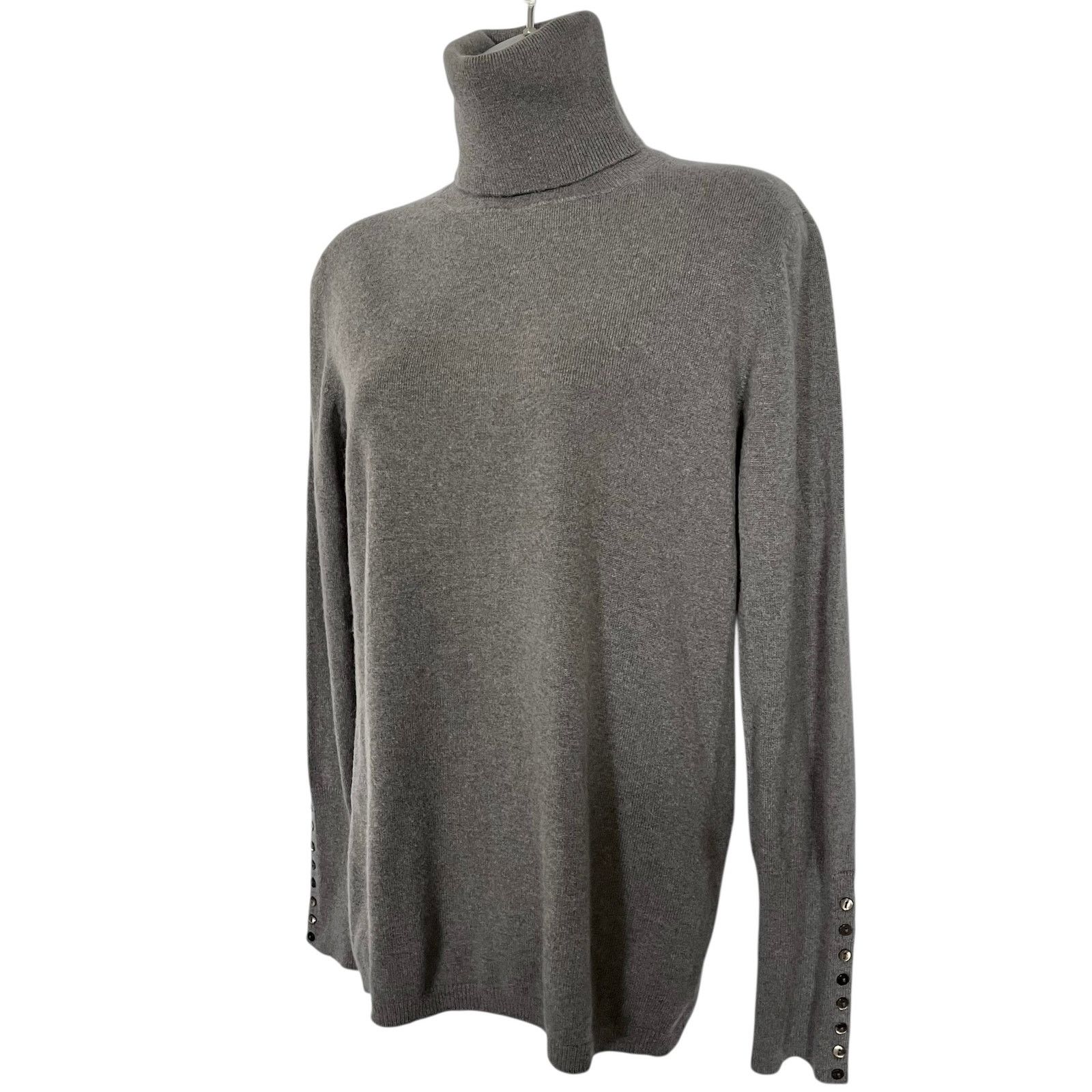 Agnona Agnona Gray Cashmere Button Cuff Pullover Turtleneck Sweater Size M / US 6-8 / IT 42-44 - 12 Thumbnail