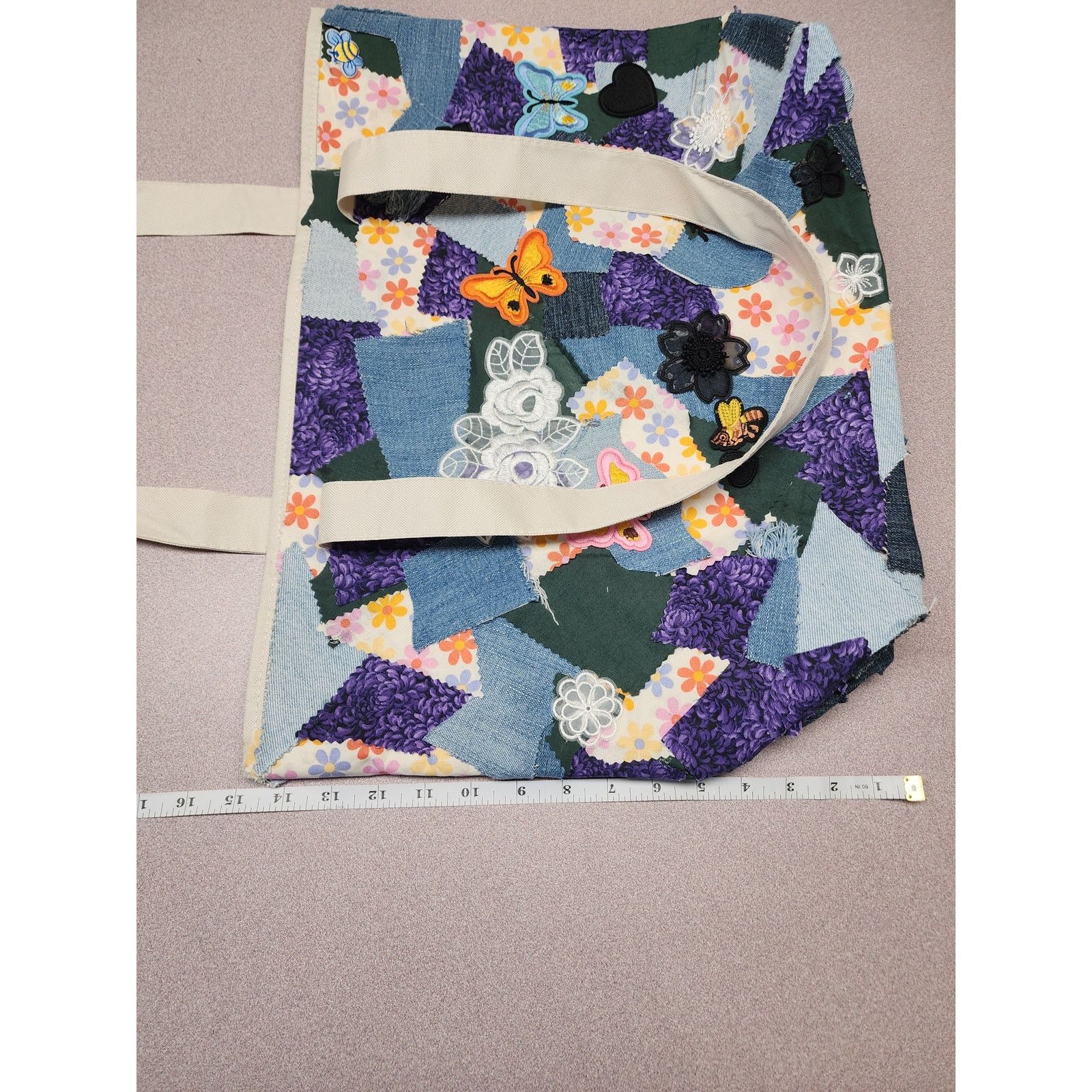 Handmade Upcycled Boho Patchwork Tote Bag Floral Size ONE SIZE - 4 Thumbnail