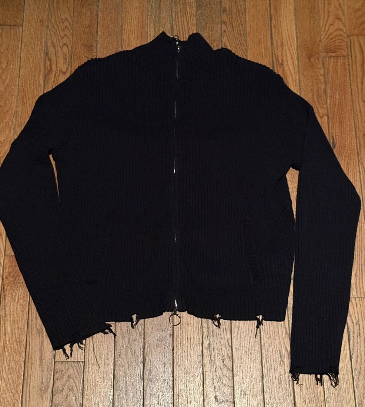 basketcase gallery Distressed Ribbed Zip-Up Sweater Size US M / EU 48-50 / 2 - 1 Thumbnail