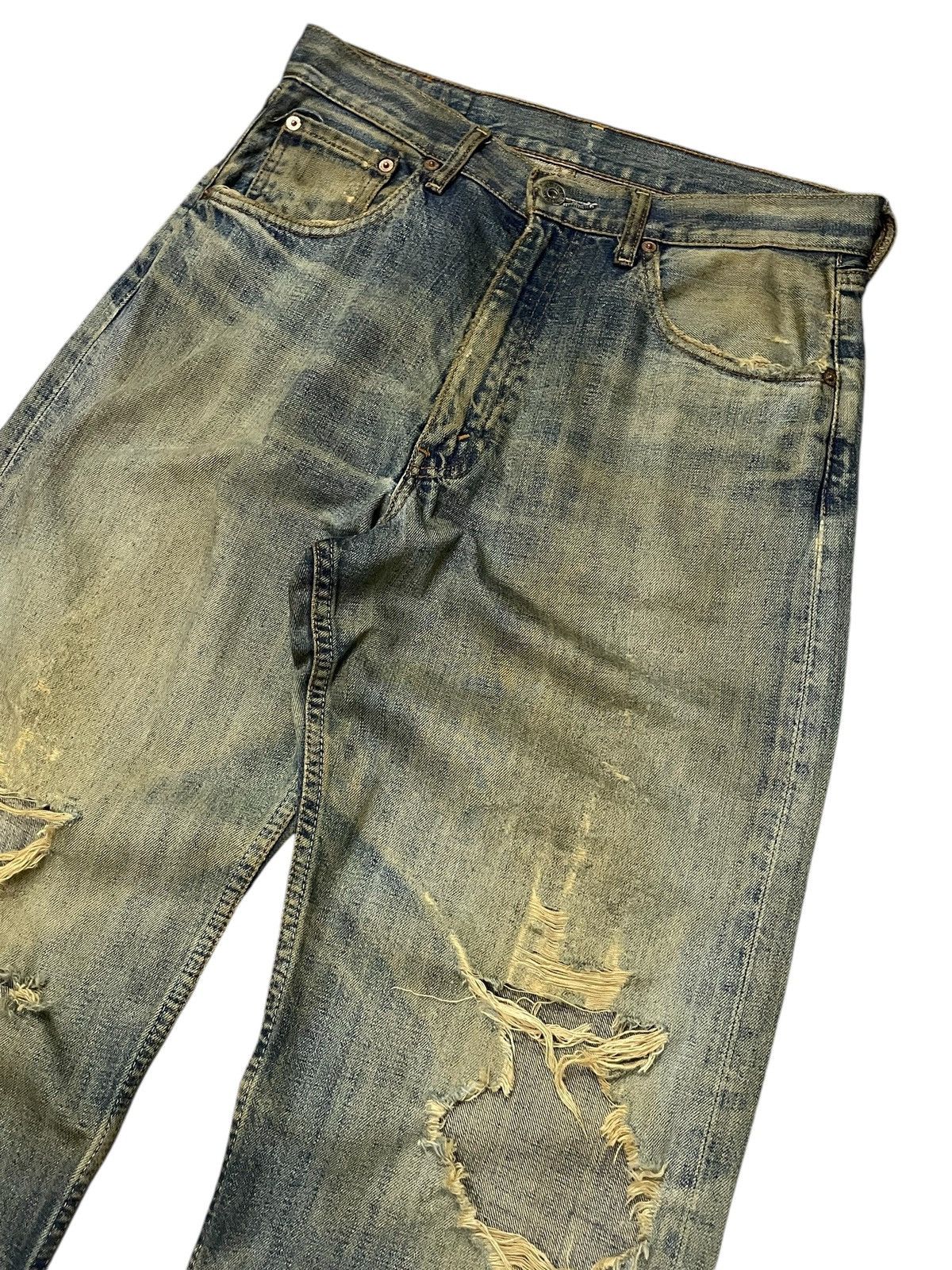 Levi's × Vintage Vintage Levis 504 Distressed Mud Wash Trashed Loose Jeans Size US 30 / EU 46 - 3 Thumbnail