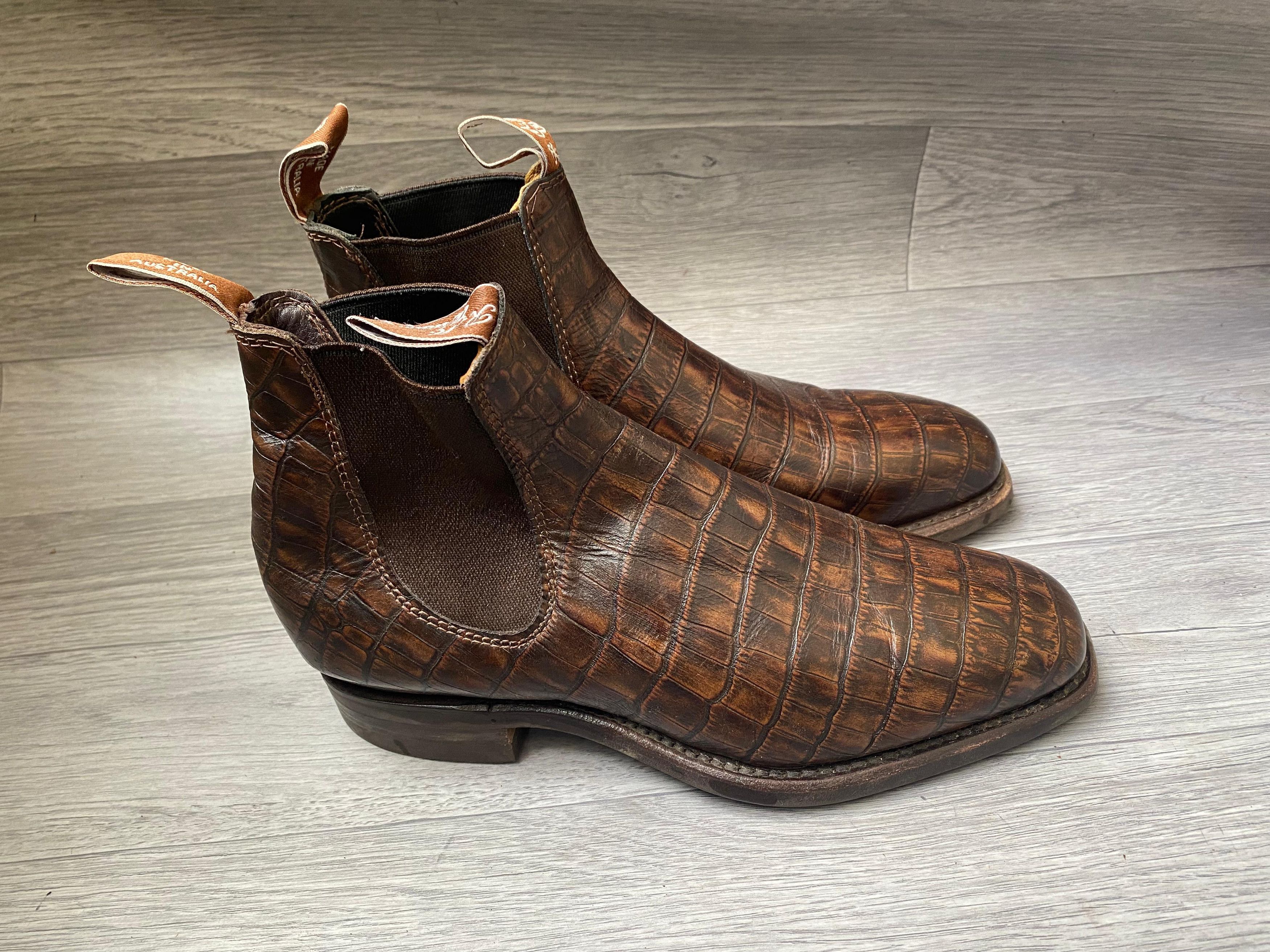 R.M. Williams Rm williaCrocodile Embossed Leather Chelsea Boots Sz UK 5 Size US 5.5 / EU 38 - 4 Thumbnail