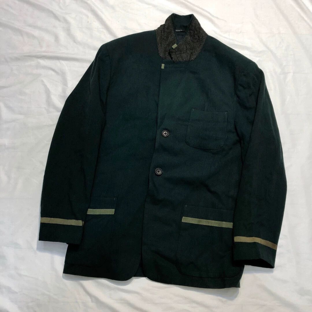 Yohji Yamamoto Yohji Yamamoto 89AW Striped Runway Jacket Green Size US S / EU 44-46 / 1 - 3 Thumbnail