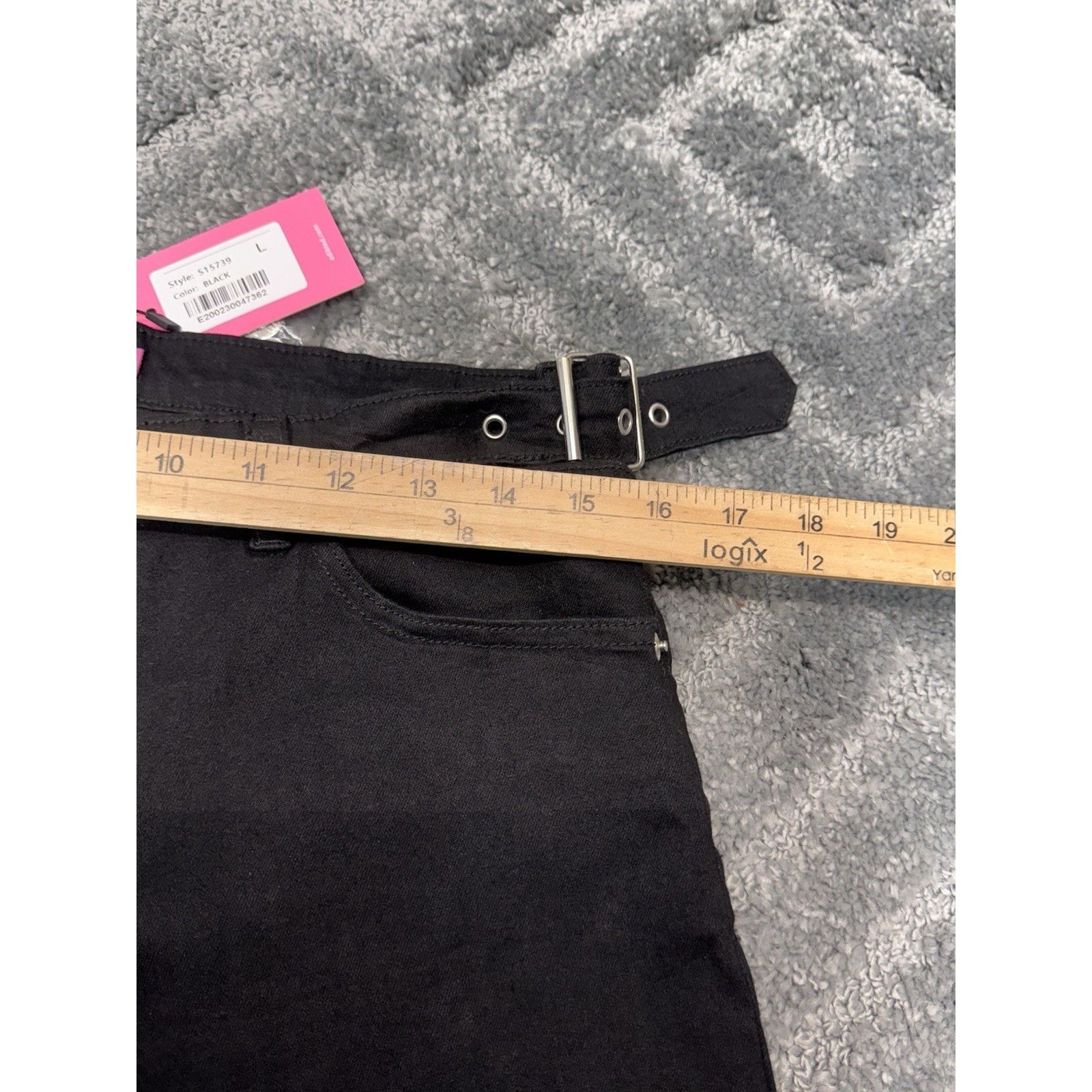 The Unbranded Brand Edikted Black Cut Out Belt Low Rise Flare Jeans L 32”X32” Size 32" / US 10 / IT 46 - 6 Thumbnail