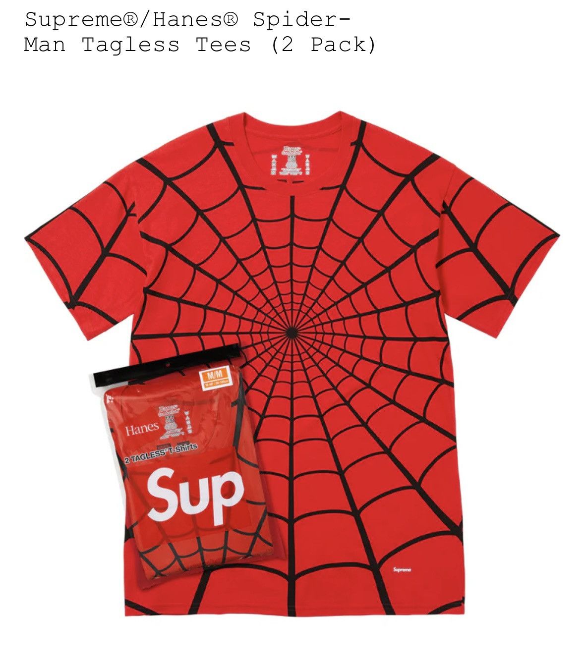 Hanes × Supreme Supreme x Hanes Spider-Man Tagless Tees (2Pack) Size US L / EU 52-54 / 3 - 1 Preview