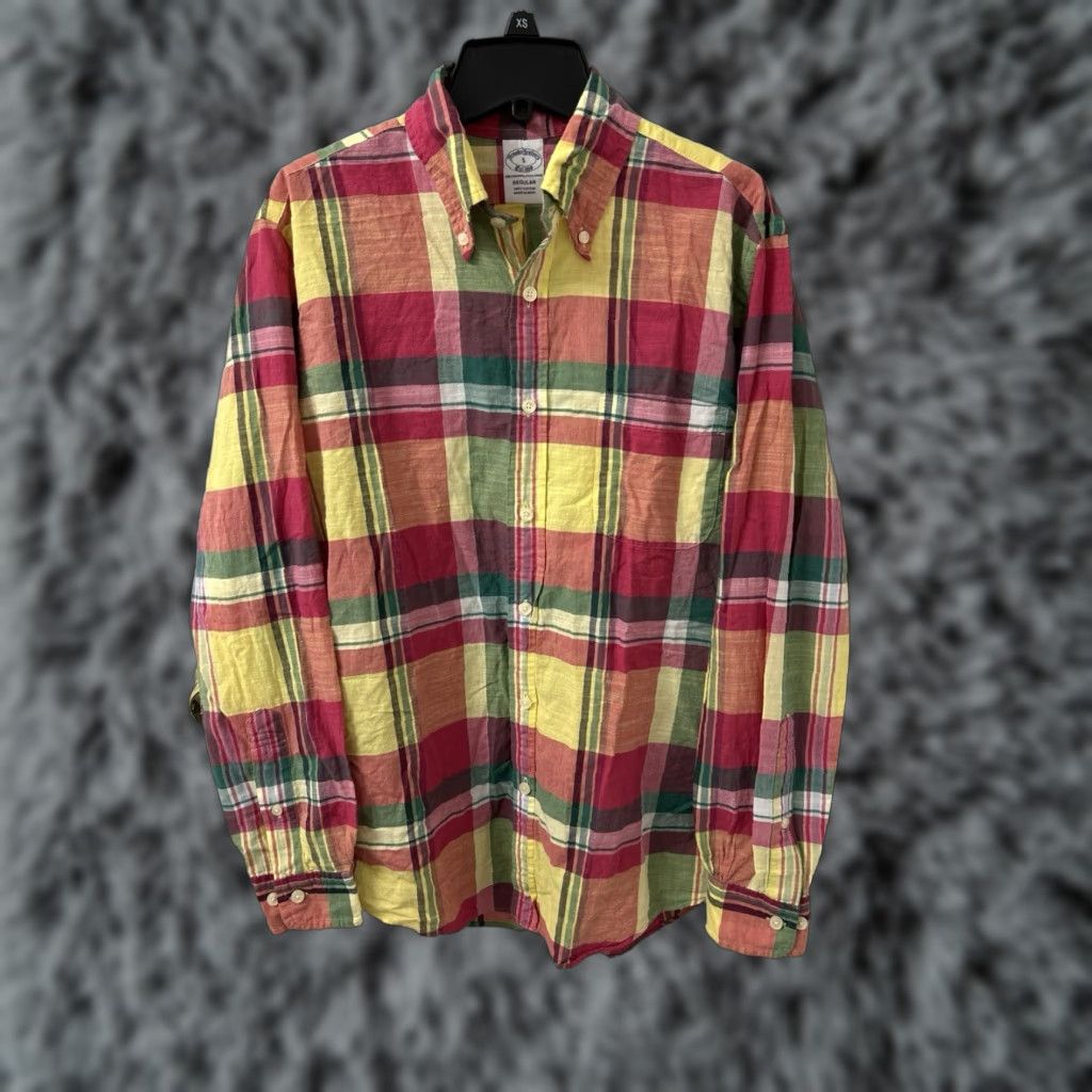 Brooks Brothers Brooks Brothers Button-Down Shirt Mens S Red Plaid Long Sleeve Pocket Colorful Tropical 29” Classic Regular Size US S / EU 44-46 / 1 - 1 Thumbnail