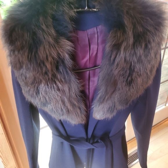 Vintage Vintage by gare' Navy Blue Lined Fur lined Wrap Sz. S Coat J Size S / US 4 / IT 40 - 5 Thumbnail