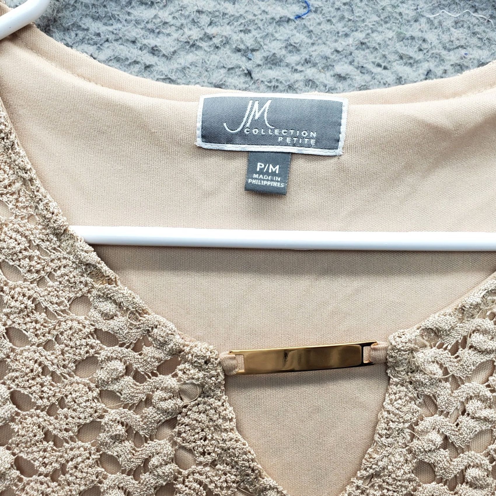JM Collection JM Collection Blouse Top Womens PM Multi Crochet Lace Lined 3/4 Sleeve V-Neck Size M / US 6-8 / IT 42-44 - 5 Thumbnail