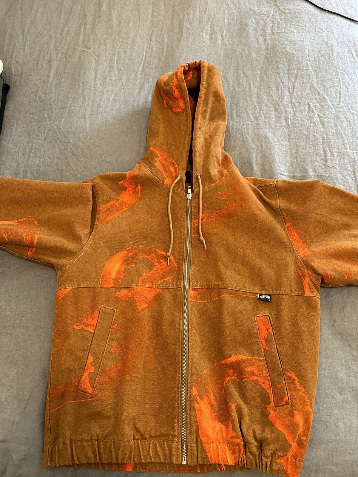 Image of Orange Paint Stussy Work Jacket, Men's (Size Small)