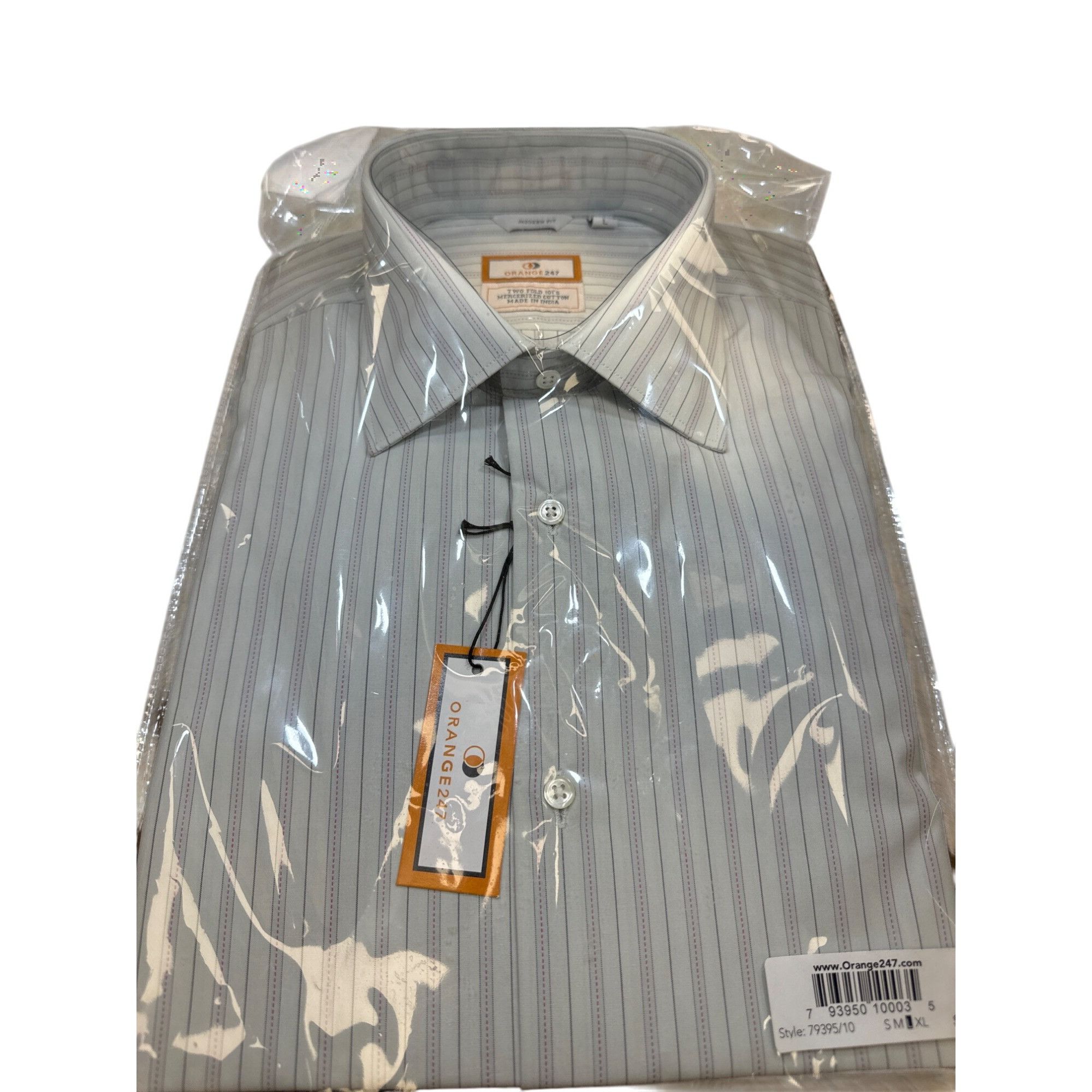 Designer Orange247 Mens White & Gray Pinstripe Long Sleeve Dress Shir Size US L / EU 52-54 / 3 - 1 Thumbnail
