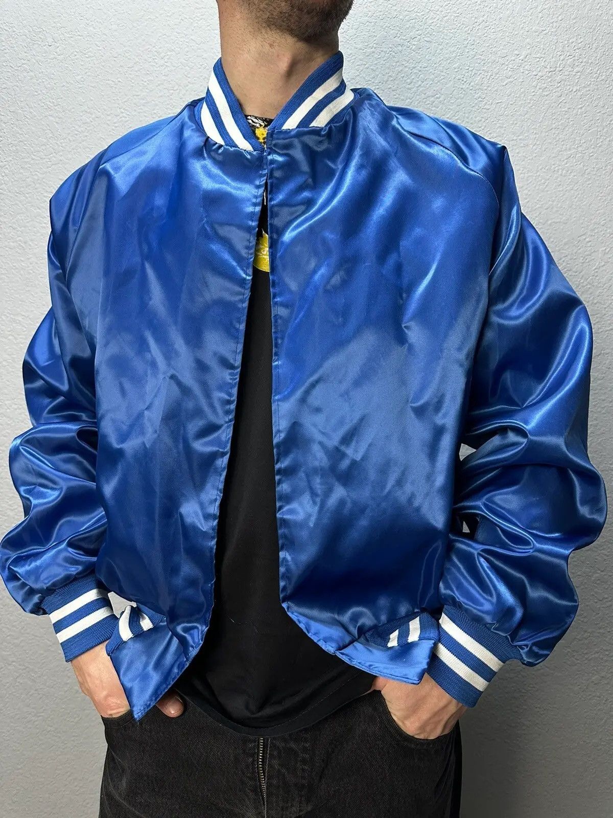 Chalk Line Vintage Chalk Line nylon bomber Y2K Blue Satin Bomber Jacket Size US M / EU 48-50 / 2 - 1 Thumbnail