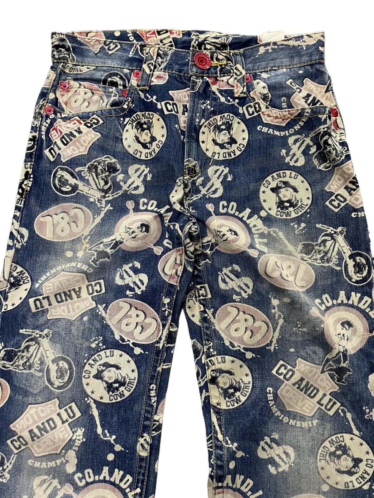 14th Addiction × Hysteric Glamour Co & Lu Japan AOP 666 Hysteric Glamour Styled Denim Pants Size US 29 - 2 Thumbnail