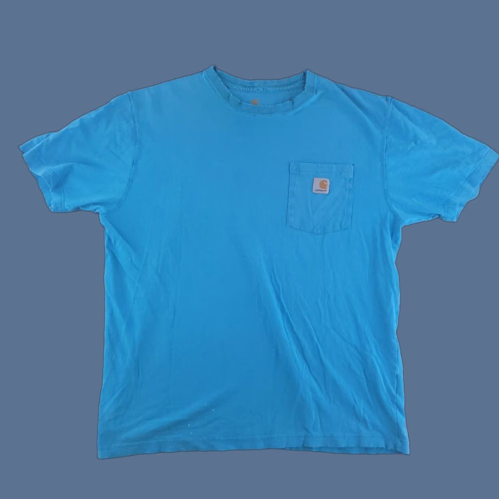 Carhartt Carhartt Shirt Mens L Blue Relaxed Fit Distressed Grunge Workwear Button-Up Short Sleeve Size US L / EU 52-54 / 3 - 1 Thumbnail