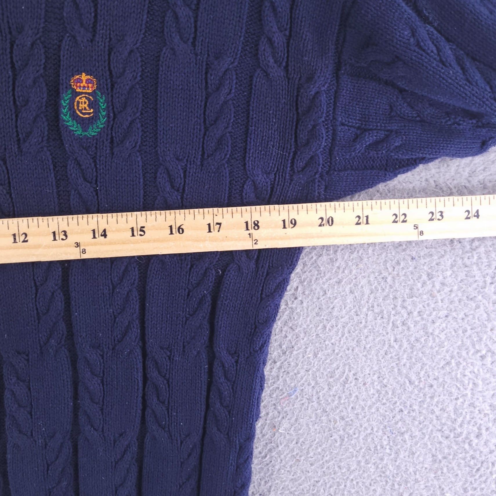 Chaps VINTAGE Chaps Sweater Mens L Blue Cable-Knit Crew Neck Retro Pullover Crest Navy Mens Size US L / EU 52-54 / 3 - 7 Thumbnail