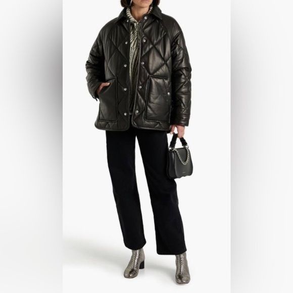 image of Rtr Iro Women's Black Shiren Quilted Leather Jacket Size 38 (6