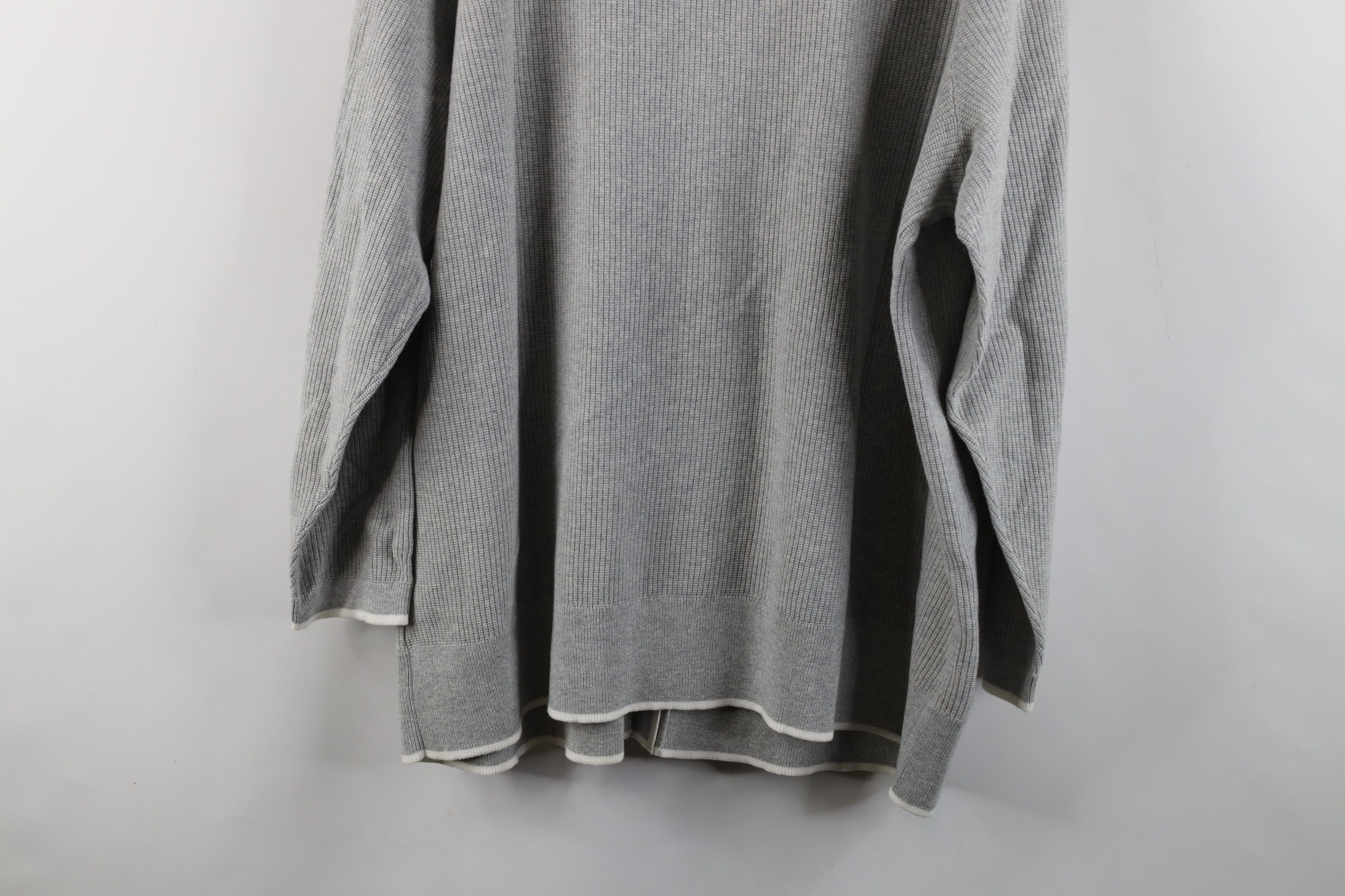 Lands' End × Vintage Vintage Lands End Cotton Ribbed Knit Cardigan Sweater Gray Size XXL / US 16-18 / IT 52-54 - 11 Thumbnail