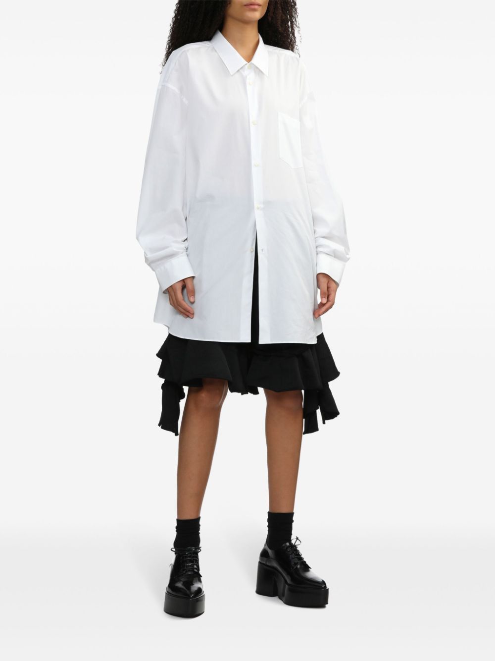 Comme des Garcons SHIRT o1mle1224 Serge Overdyed Ruffled Short in Navy Size 26" / US 2 / IT 38 - 3 Thumbnail