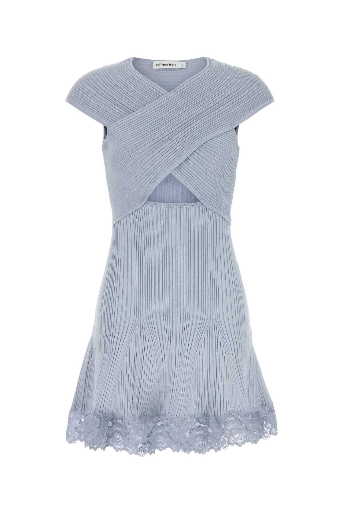 【関税&送料込】Self Portrait Air Force Blue Stretch Tulle L self-portrait Air Force Blue Stretch Tulle Long Dress Self
