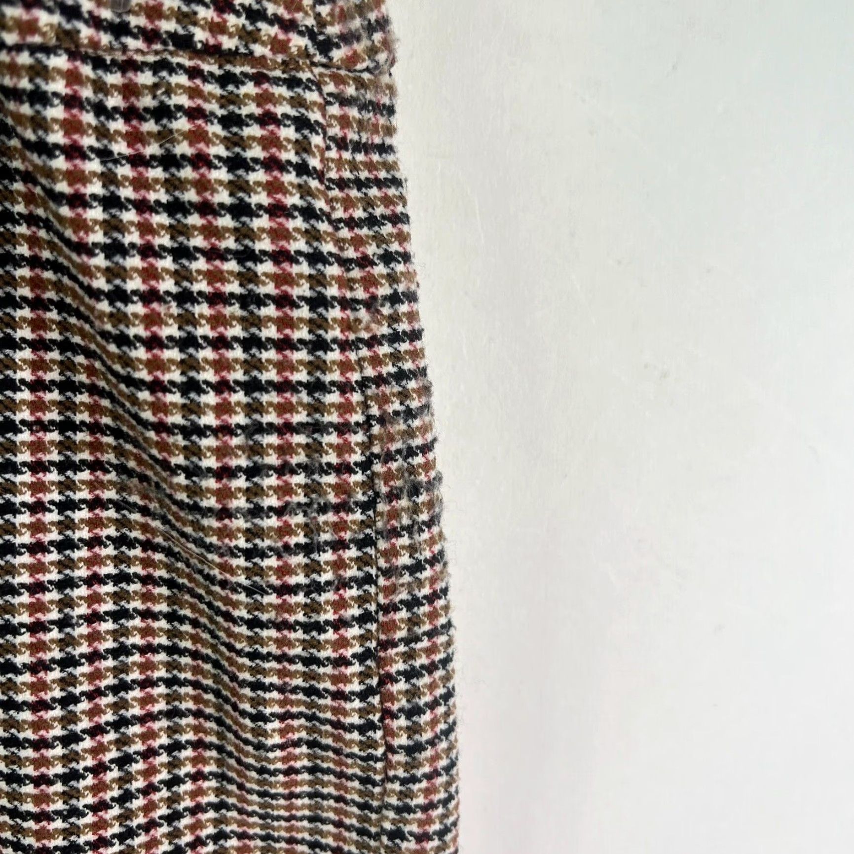 Vintage Zac & Rachel Hounds Tooth Poly Linen Blend Pants Womens 18W 40X27 Vintage High Rise Flat Front Tapered Leg Dress Pants Brown 80s Check Size 40" / US 18 - 3 Thumbnail