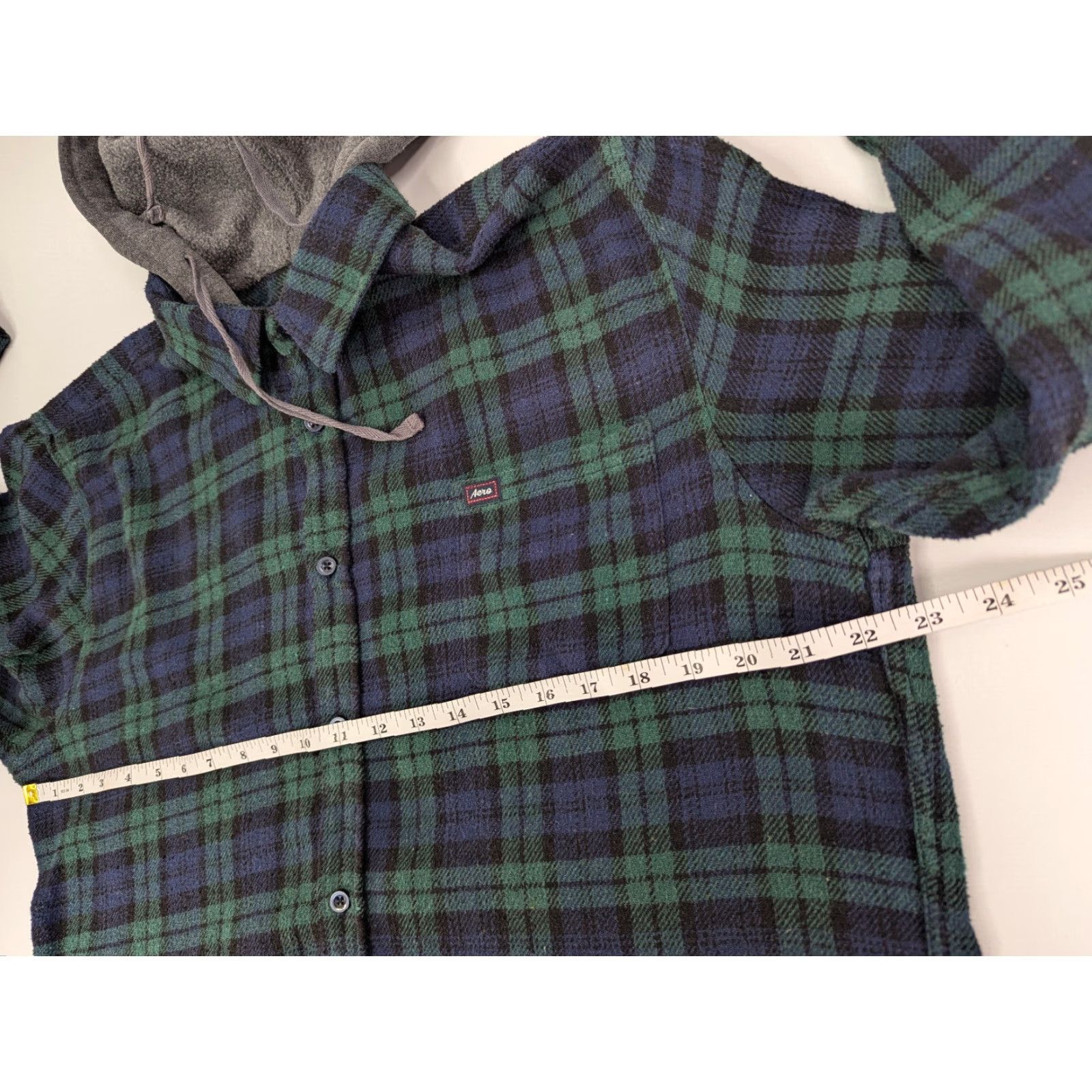 Aeropostale Aeropostale Shirt Mens Large Hooded Flannel Plaid Green Blue Long Sleeve Button-Up Areo Classic Casual Workwear Size US L / EU 52-54 / 3 - 5 Thumbnail