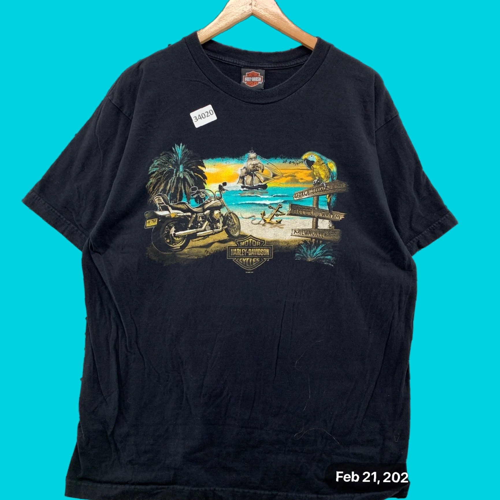 Harley Davidson VINTAGE Harley-Davidson Motorcycle Shirt Mens XL Black 22x29 Grand Cayman Size US XL / EU 56 / 4 - 1 Thumbnail