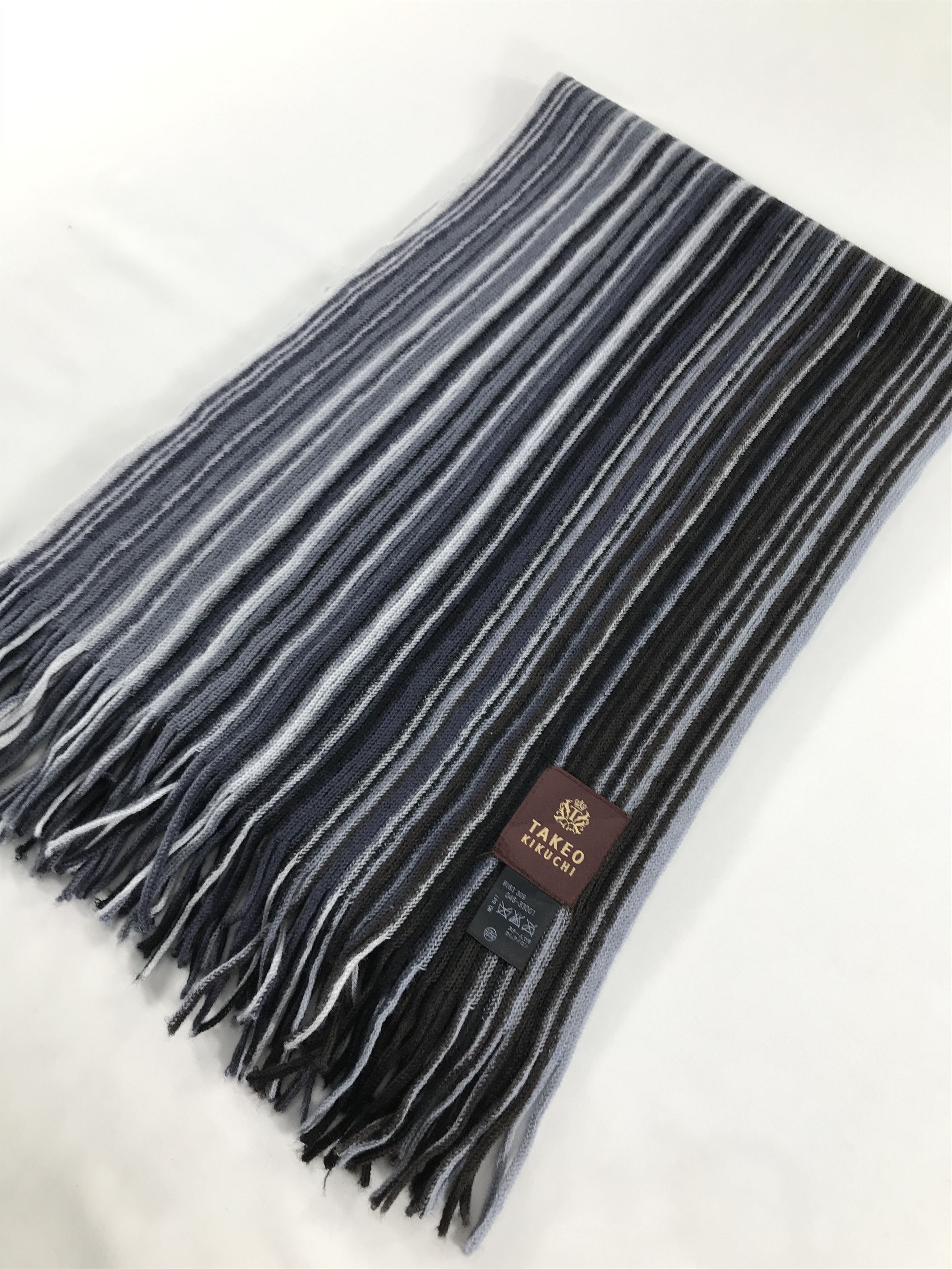 Takeo Kikuchi Takeo Kikuchi Striped Knit Wool Scarf Muffler V311 Size ONE SIZE - 3 Thumbnail