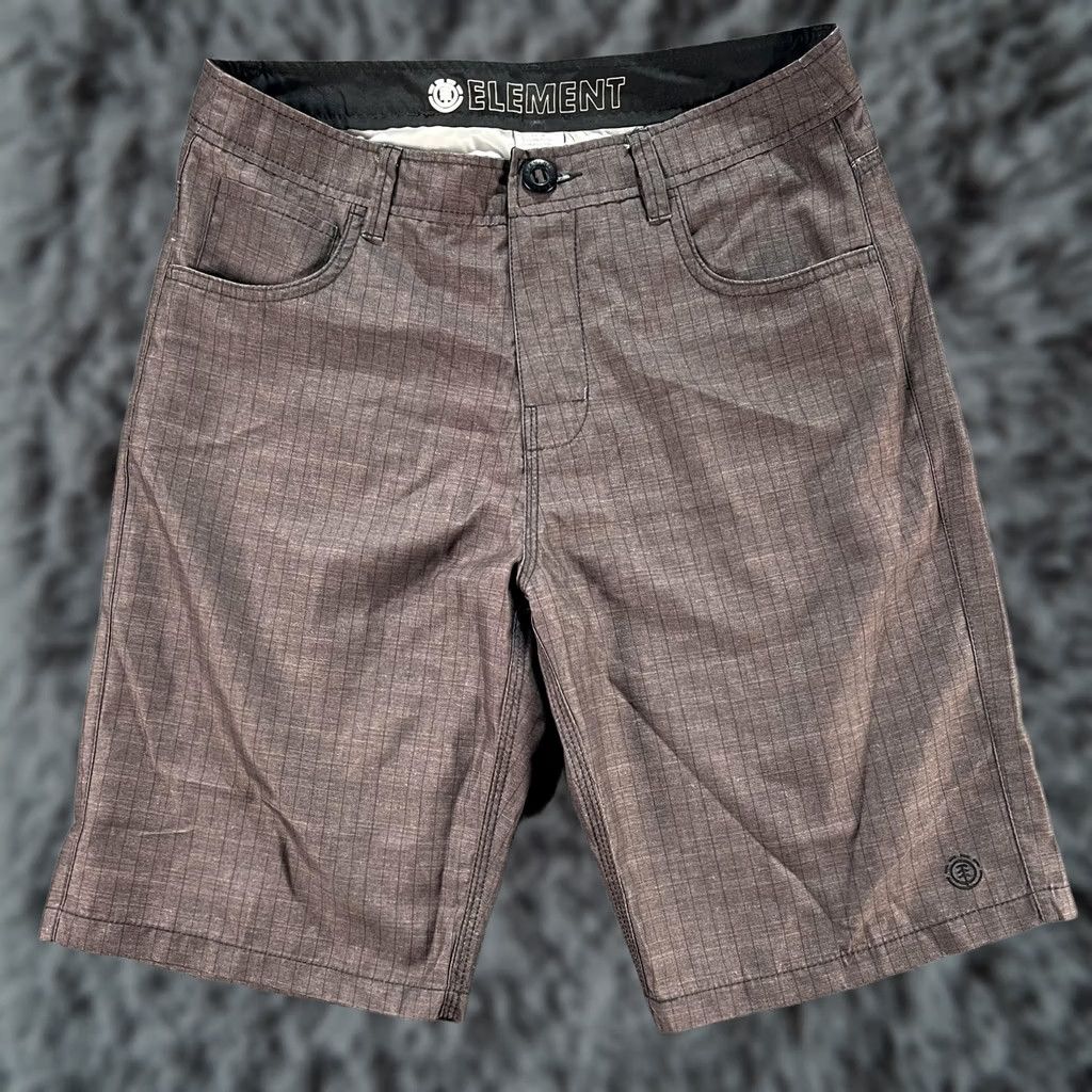 Element Element Shorts Mens 29 Brown Plaid Chino Casual Logo Polyester M256VHDE Size US 29 - 1 Thumbnail