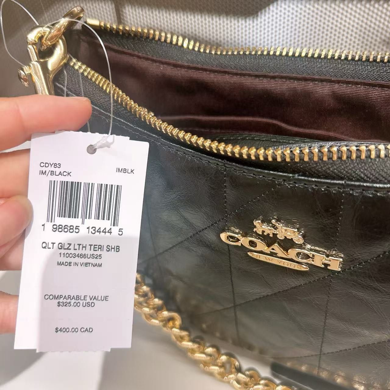 Coach NWT Coach Teri Shoulder Bag With Quilting CDY83 Size ONE SIZE - 9 Thumbnail