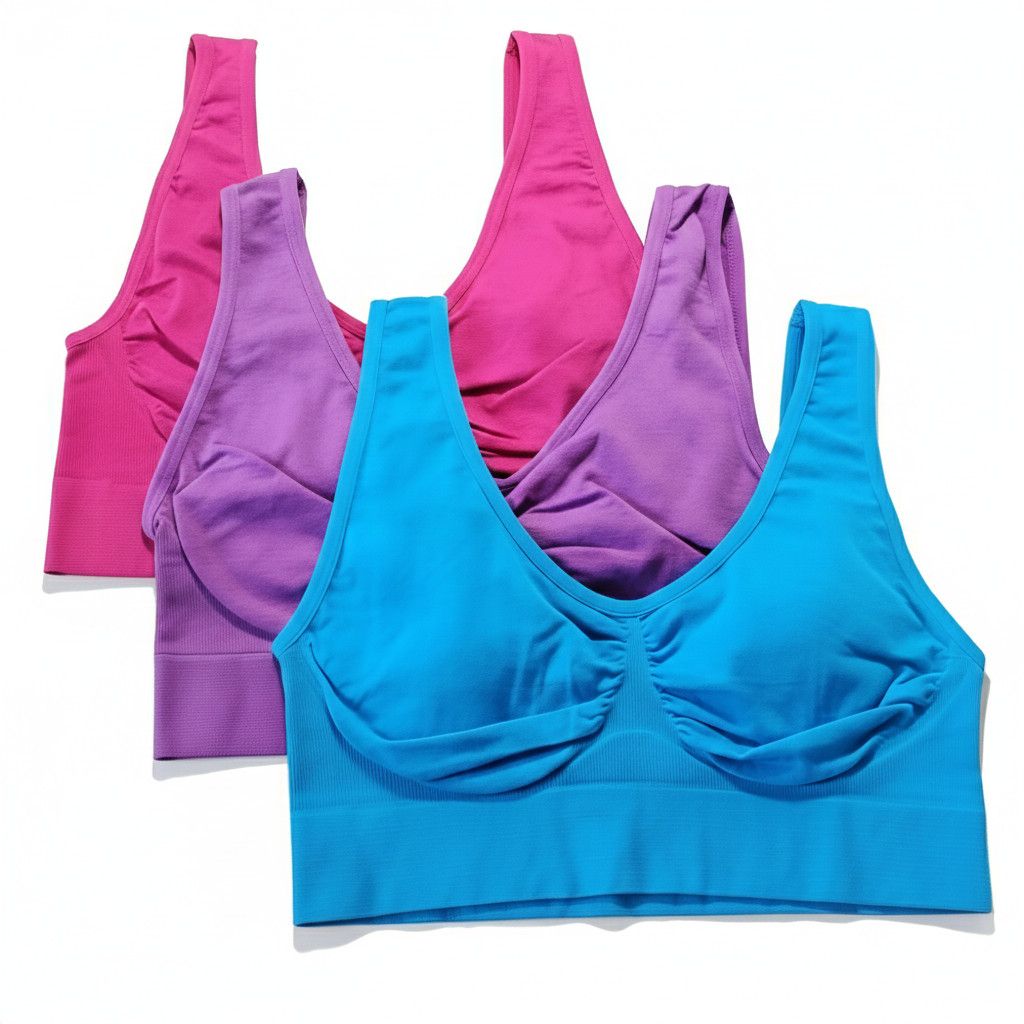 Other Freedom Size M/L NEW 3 Bras Set Pink Purple Blue Stretchy Size ONE SIZE - 1 Thumbnail