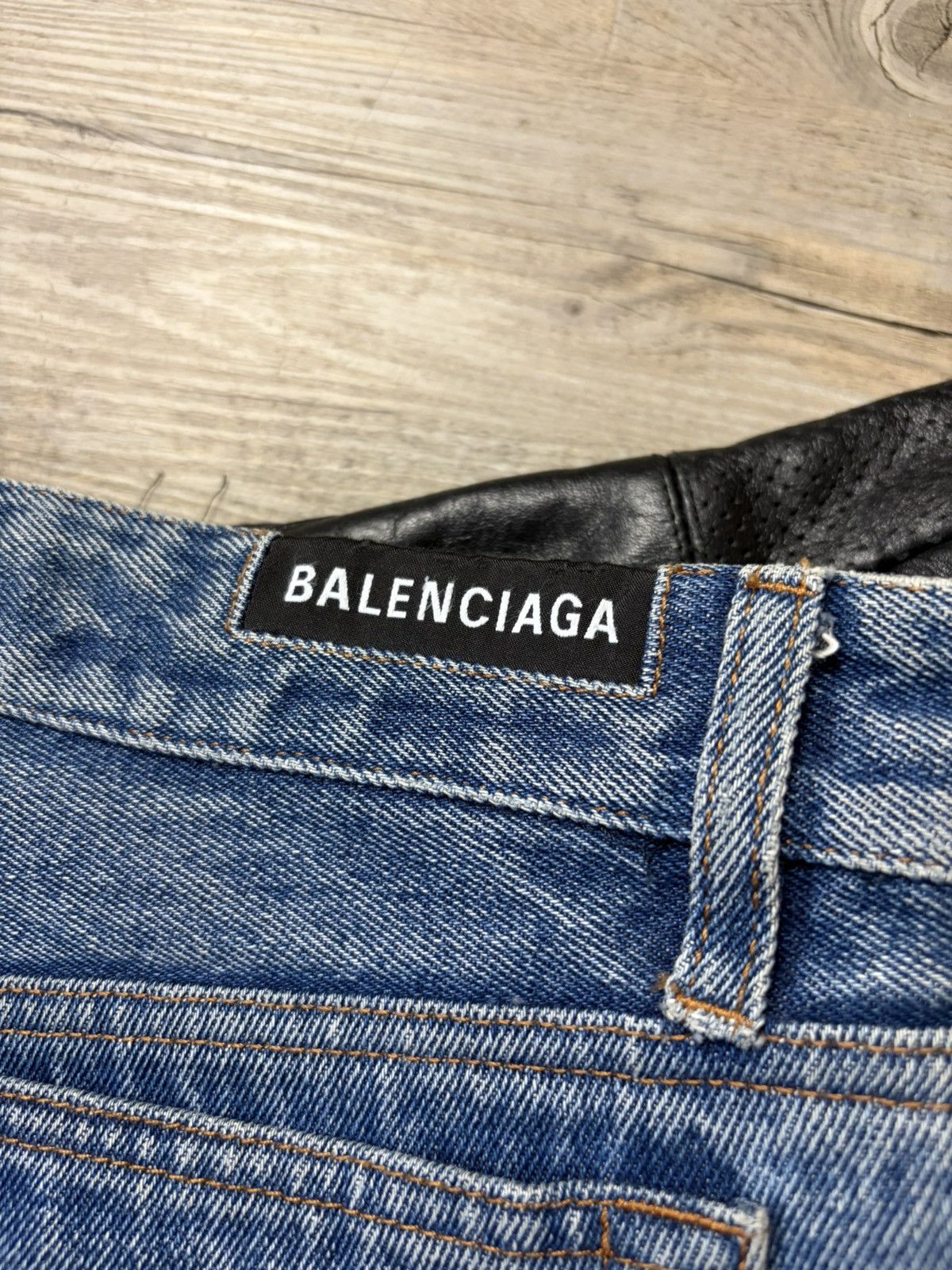 Balenciaga sample 24 Balenciaga denim/Leather hybrid Biker Pants Size US 29 - 4 Thumbnail