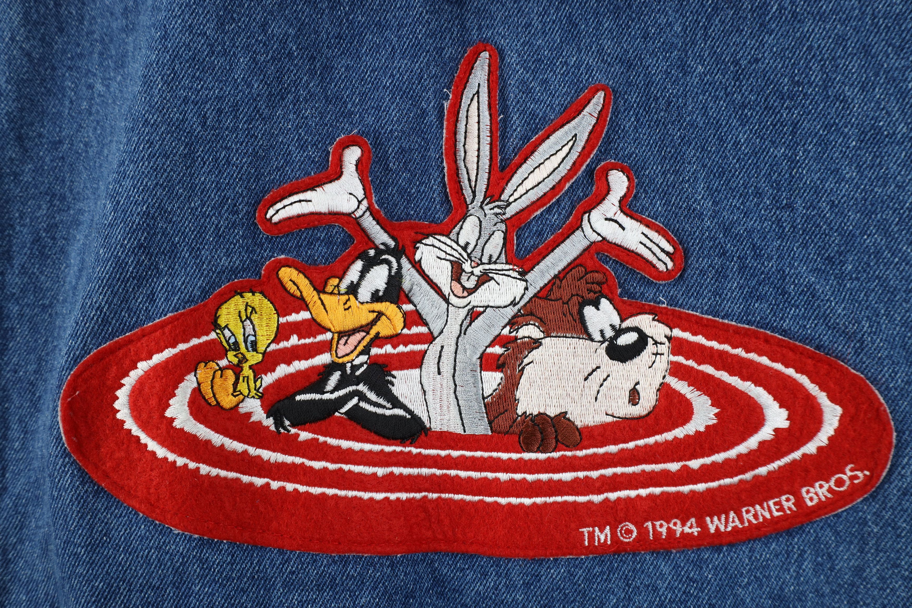Vintage Vintage 90s Looney Tunes Hooded Denim Trucker Vest Jacket Size US M / EU 48-50 / 2 - 12 Thumbnail