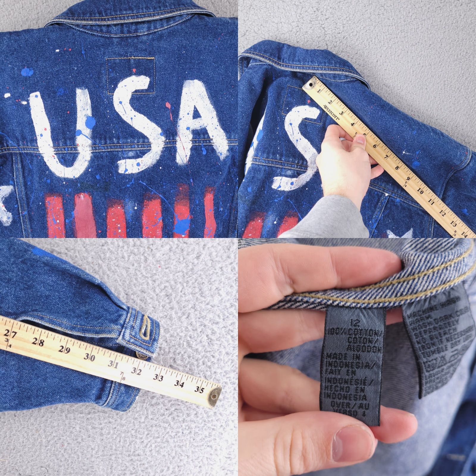 Liz Claiborne Liz Claiborne Jacket Womens 12 Blue Denim USA Flag Oversized Size 34" / US 12 / IT 48 - 9 Thumbnail