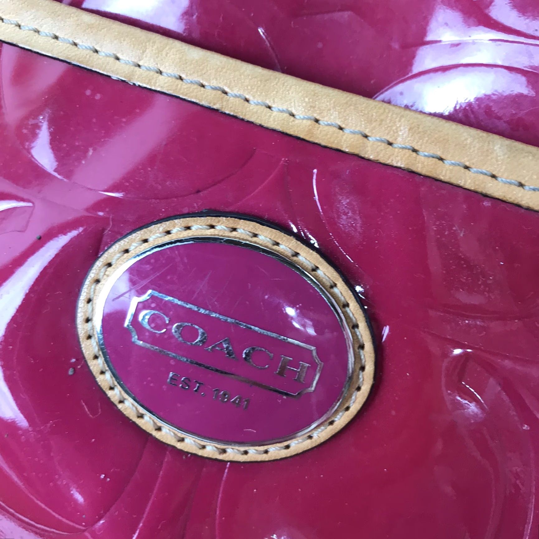 Coach Coach Pink Glossy Patent Leather Large Shoulder Bag Size ONE SIZE - 5 Thumbnail